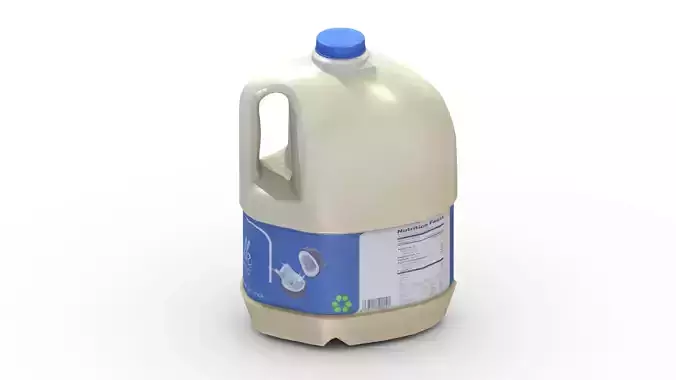 Supermarket Milk Bottle 02 Low Poly PBR Realistic