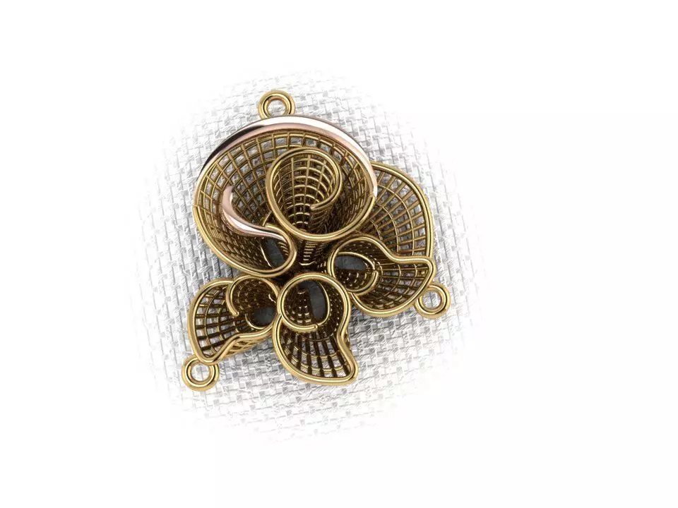 pendant38 gold plated flower pendant 3D print model