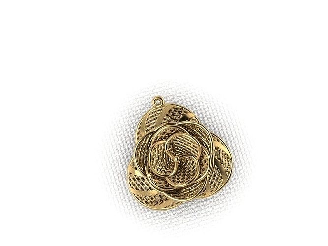 pendant37 gold plated pendant with flower in center 3D print model