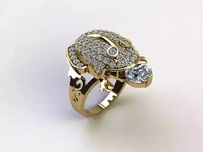 Frog Diamond Ring Lucky Ring in china Cad File