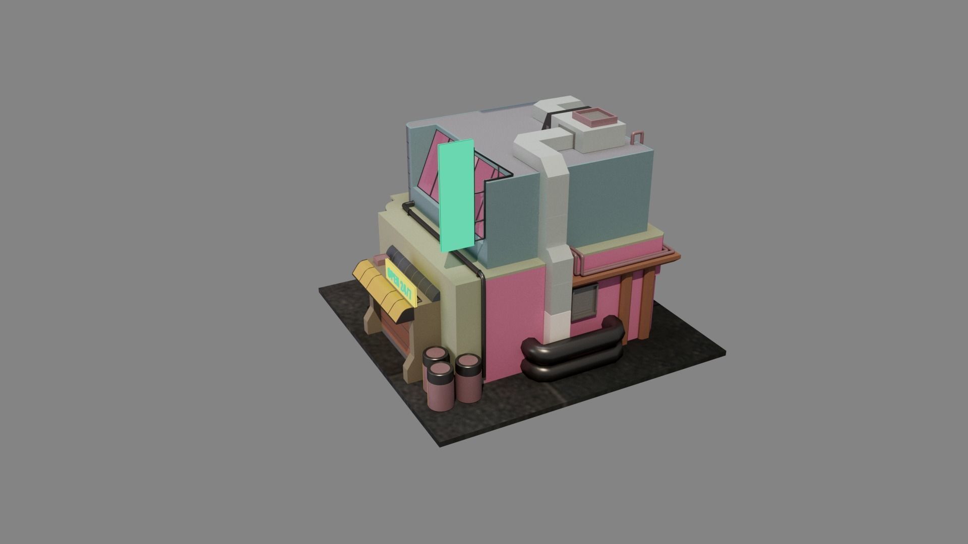 Building Square Series - Store Low-poly 3D model_4