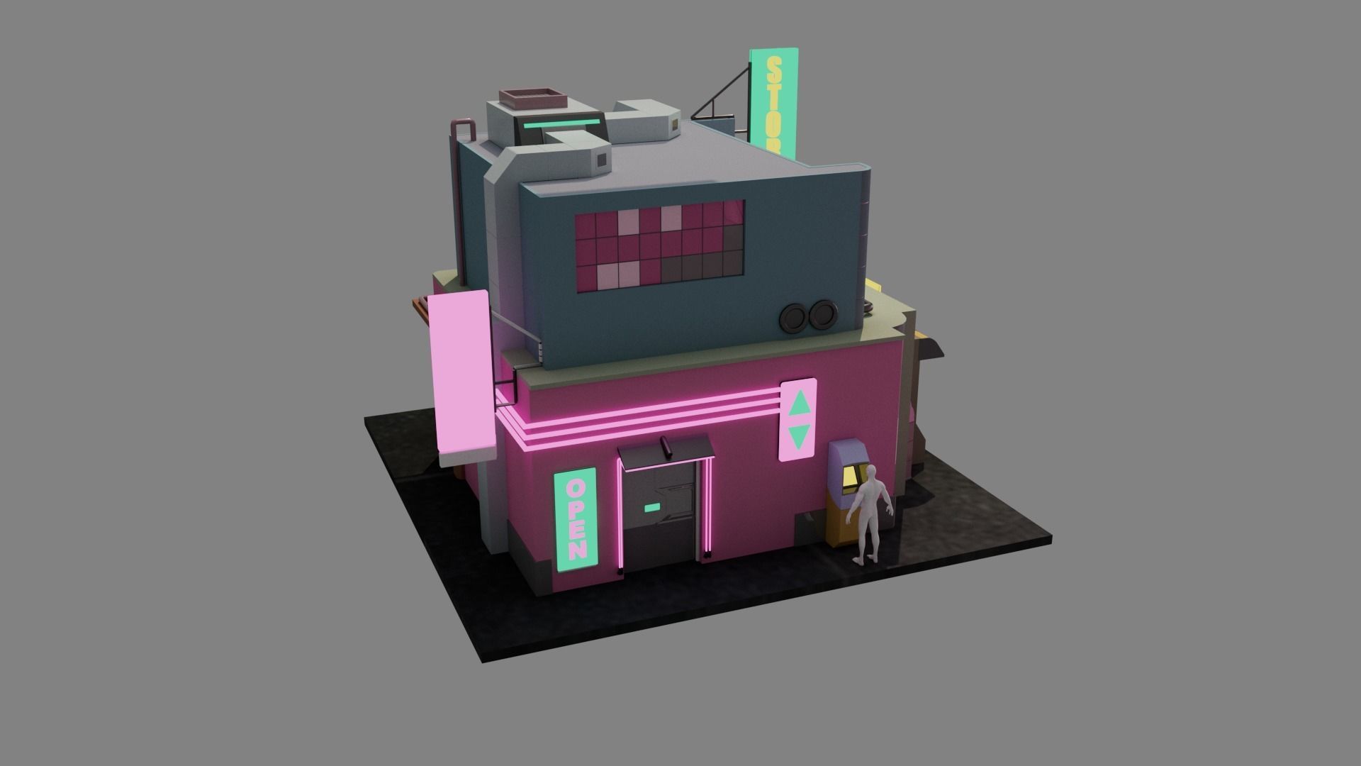 Building Square Series - Store Low-poly 3D model_3