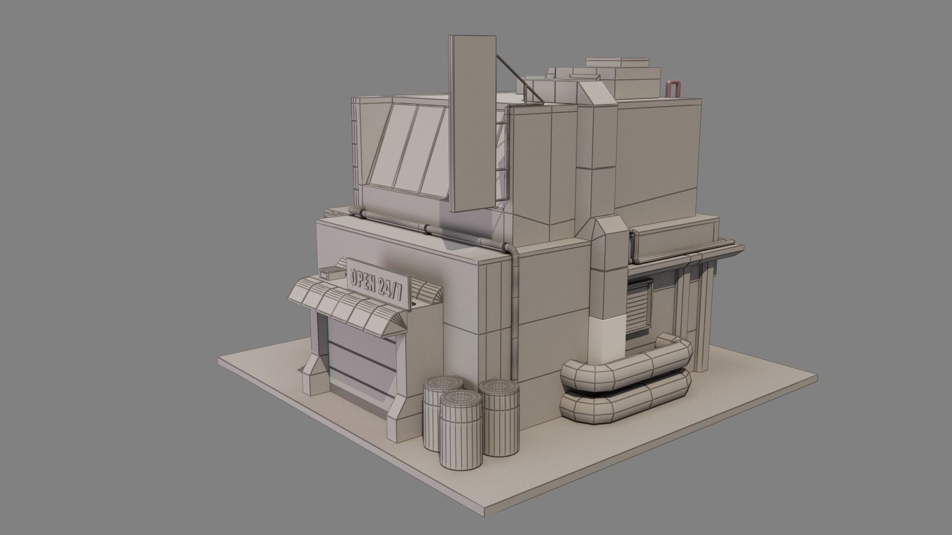 Building Square Series - Store Low-poly 3D model_7