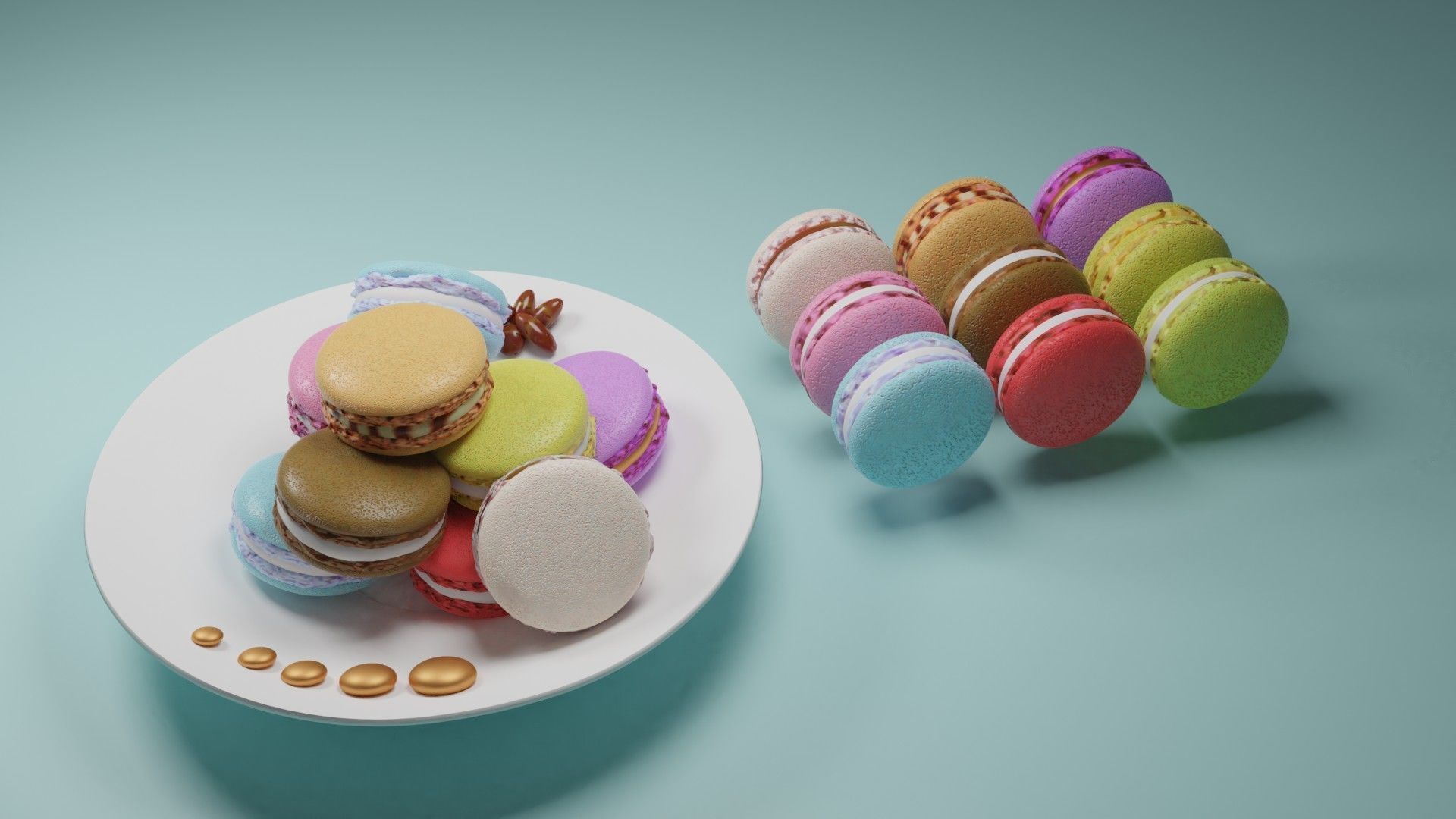 Makaron colorful macaroons Free 3D model_3