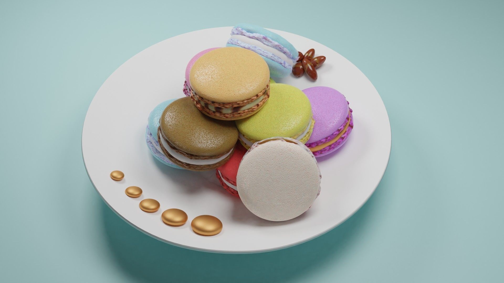 Makaron colorful macaroons Free 3D model_1