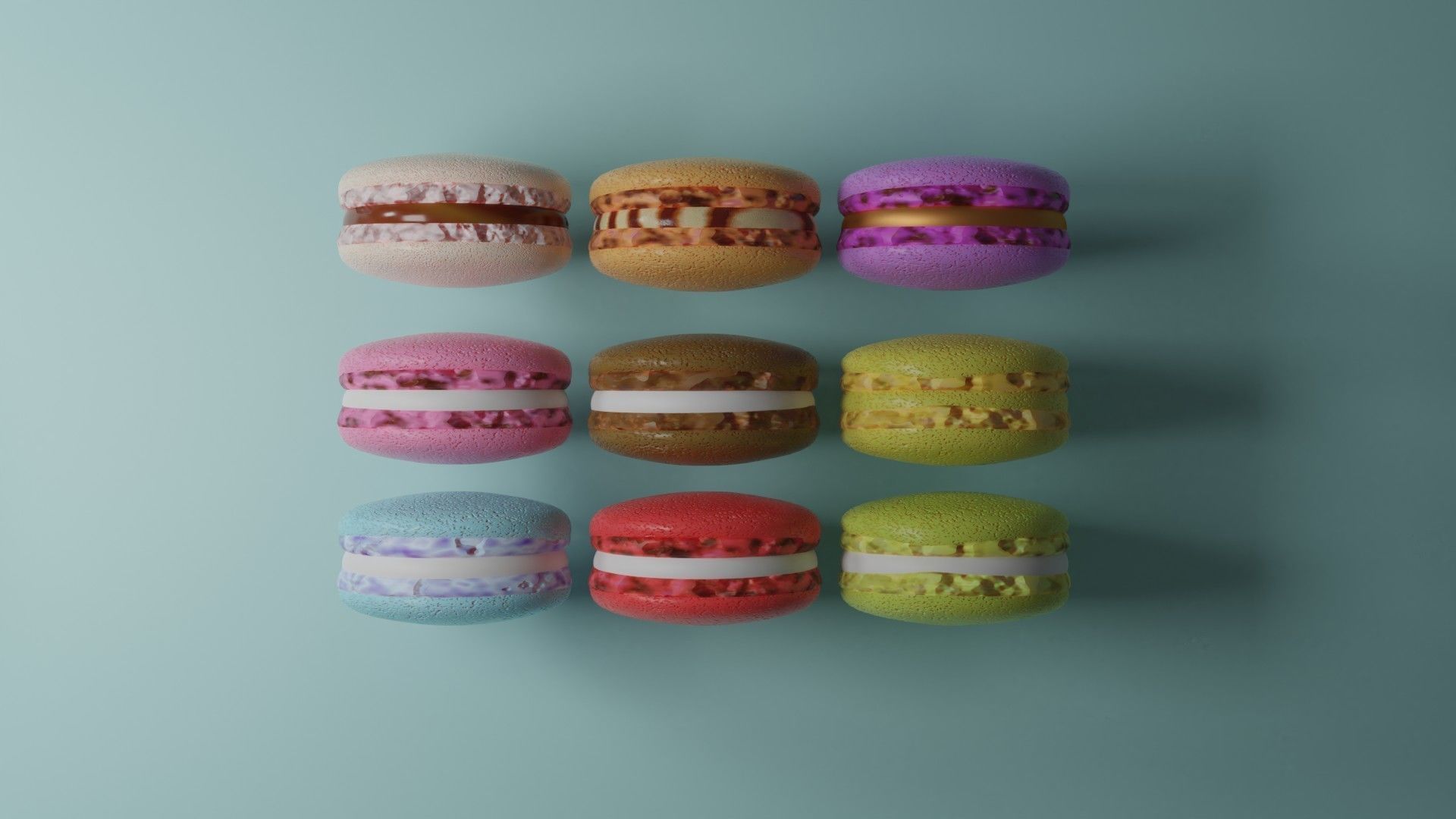 Makaron colorful macaroons Free 3D model_5