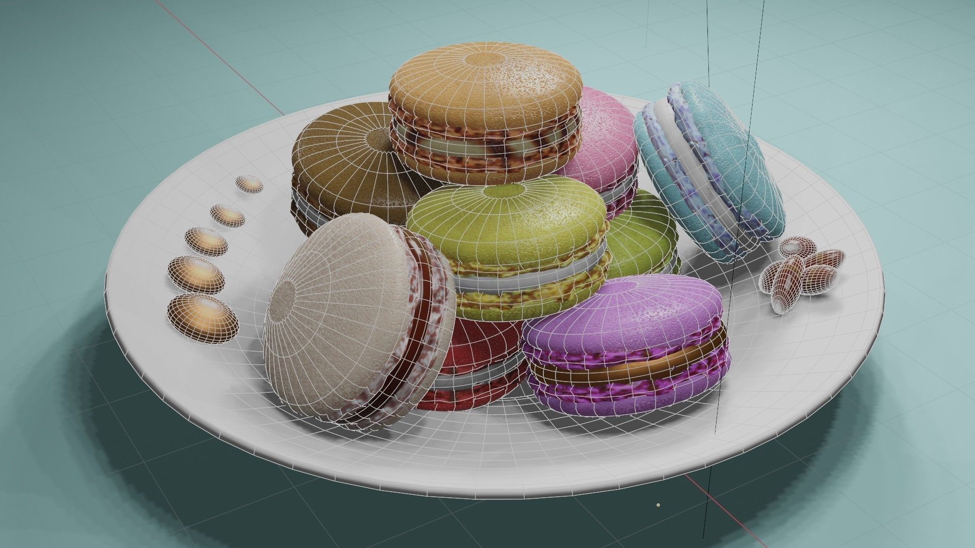 Makaron colorful macaroons Free 3D model_8