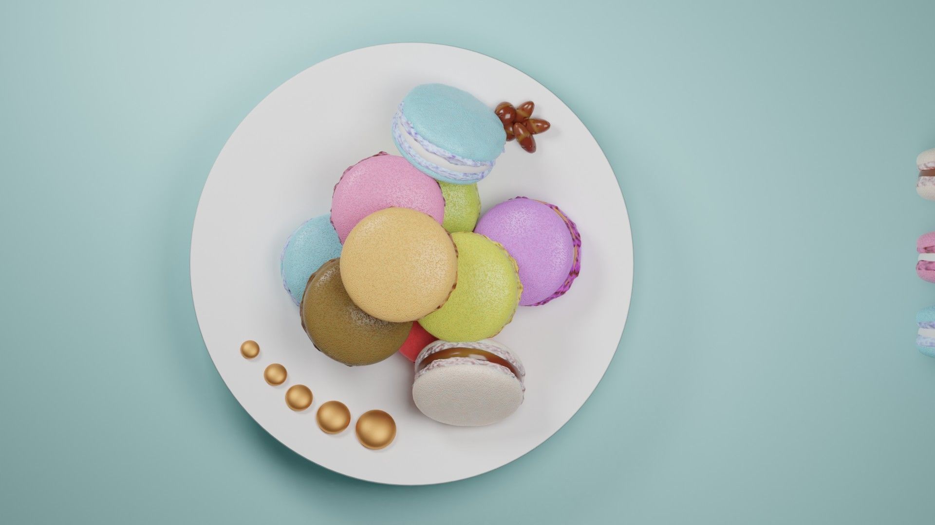 Makaron colorful macaroons Free 3D model_2