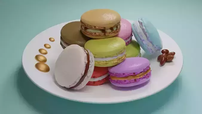 Makaron colorful macaroons Free 3D model