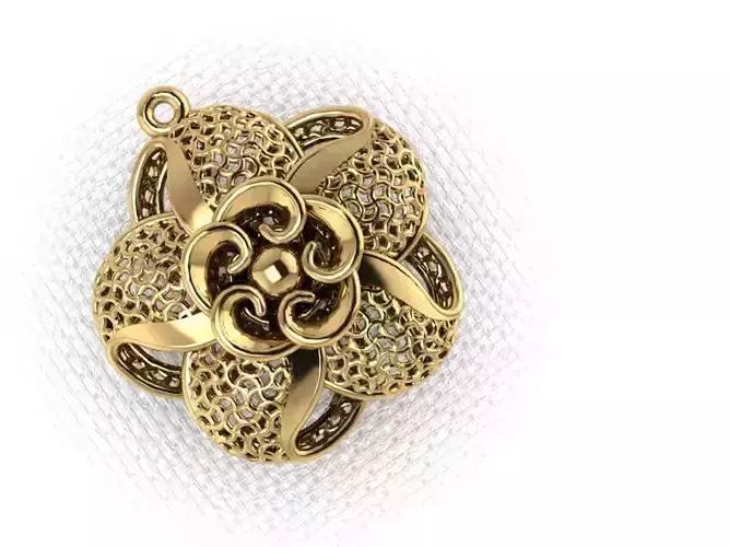 pendant35 gold filigree flower pendant