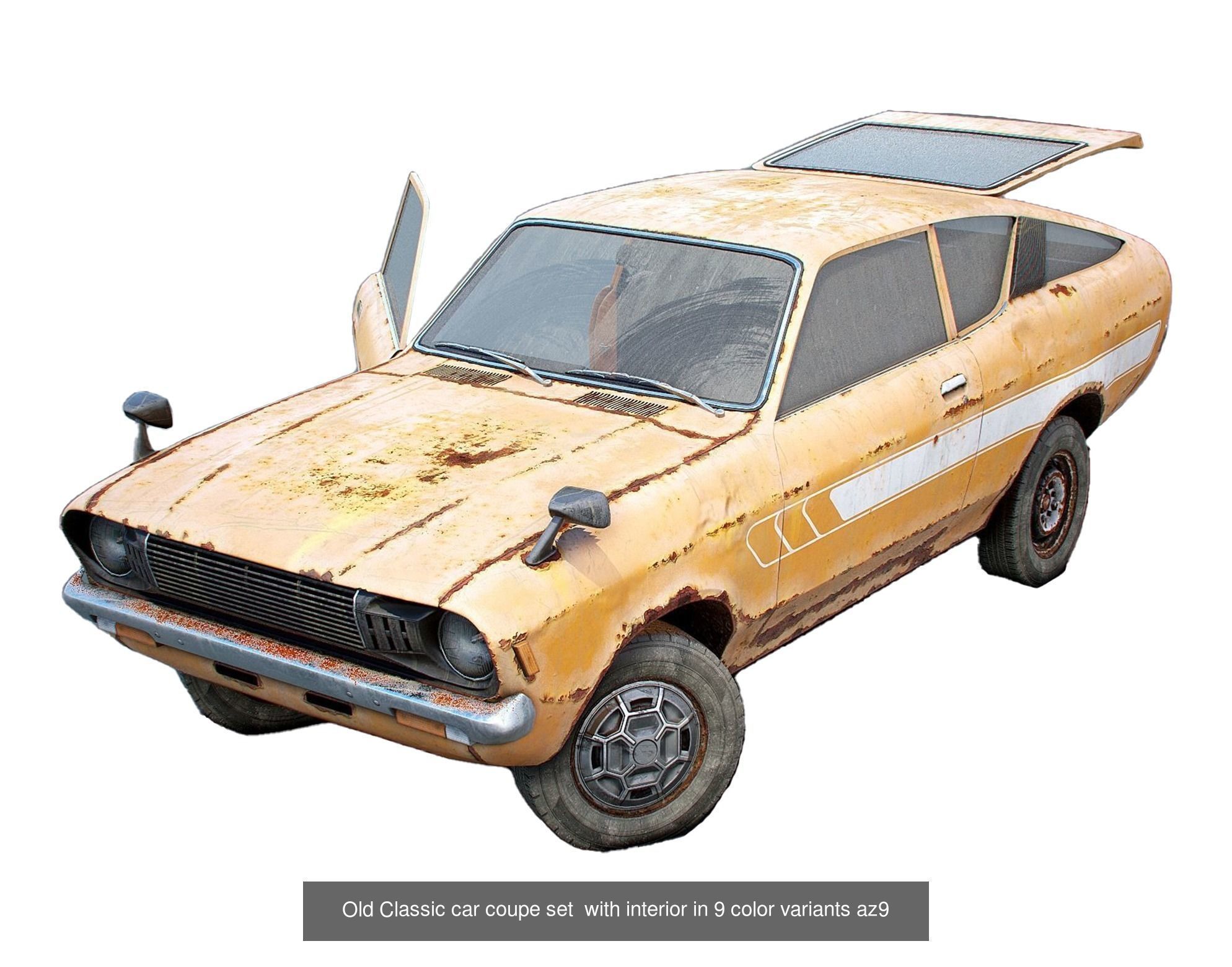 Set of 5 classic cars with interior and color variants az9 3D Model Collection_2