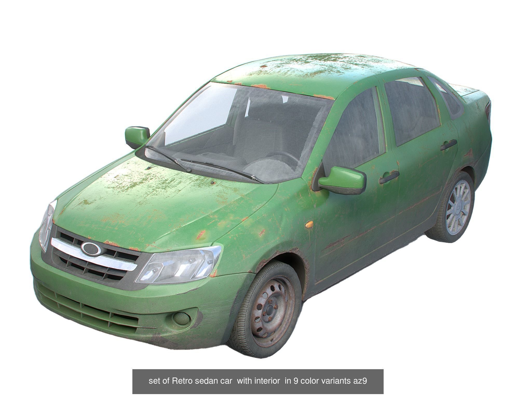 Set of 5 classic cars with interior and color variants az9 3D Model Collection_4