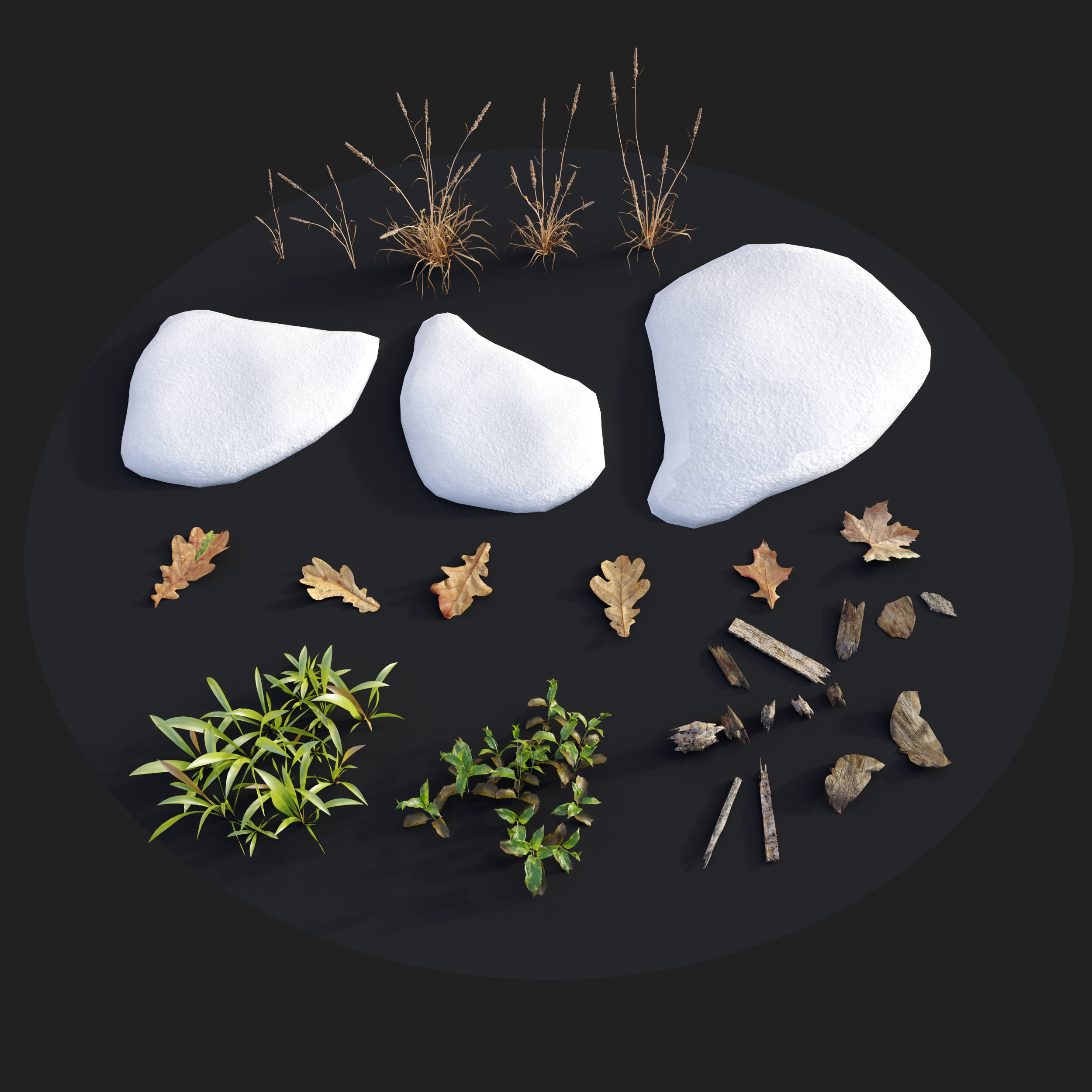 Snowy grassland 3D model_5