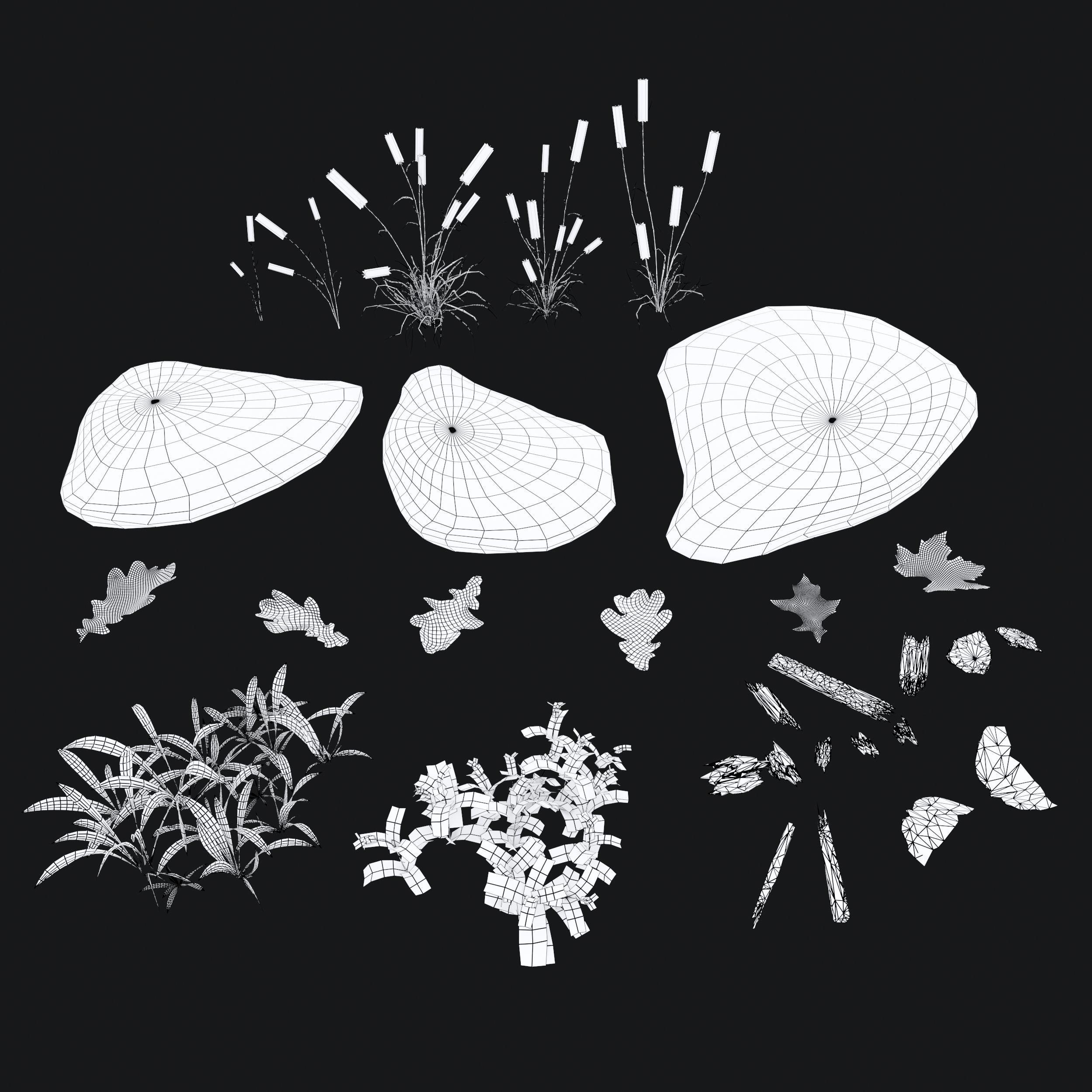 Snowy grassland 3D model_6