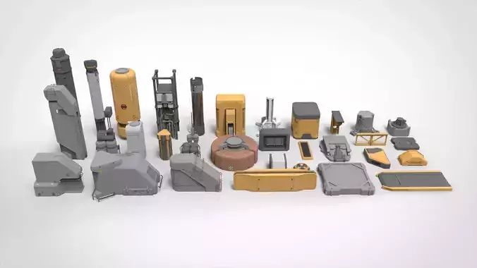 sci-fi Architecture kitbash 39 3D model