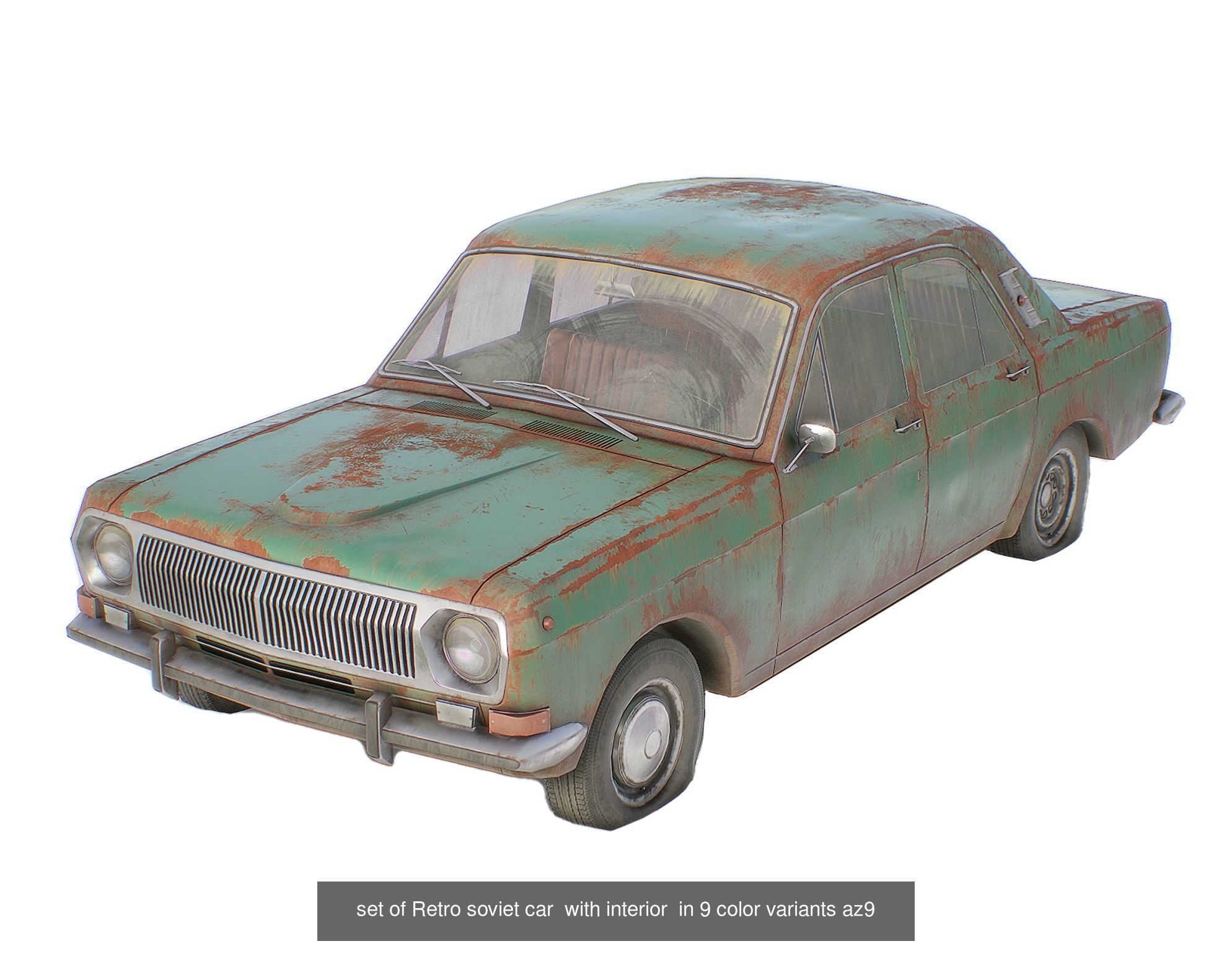 Set of 5 sedan cars with interior and color variants az9 3D Model Collection_6