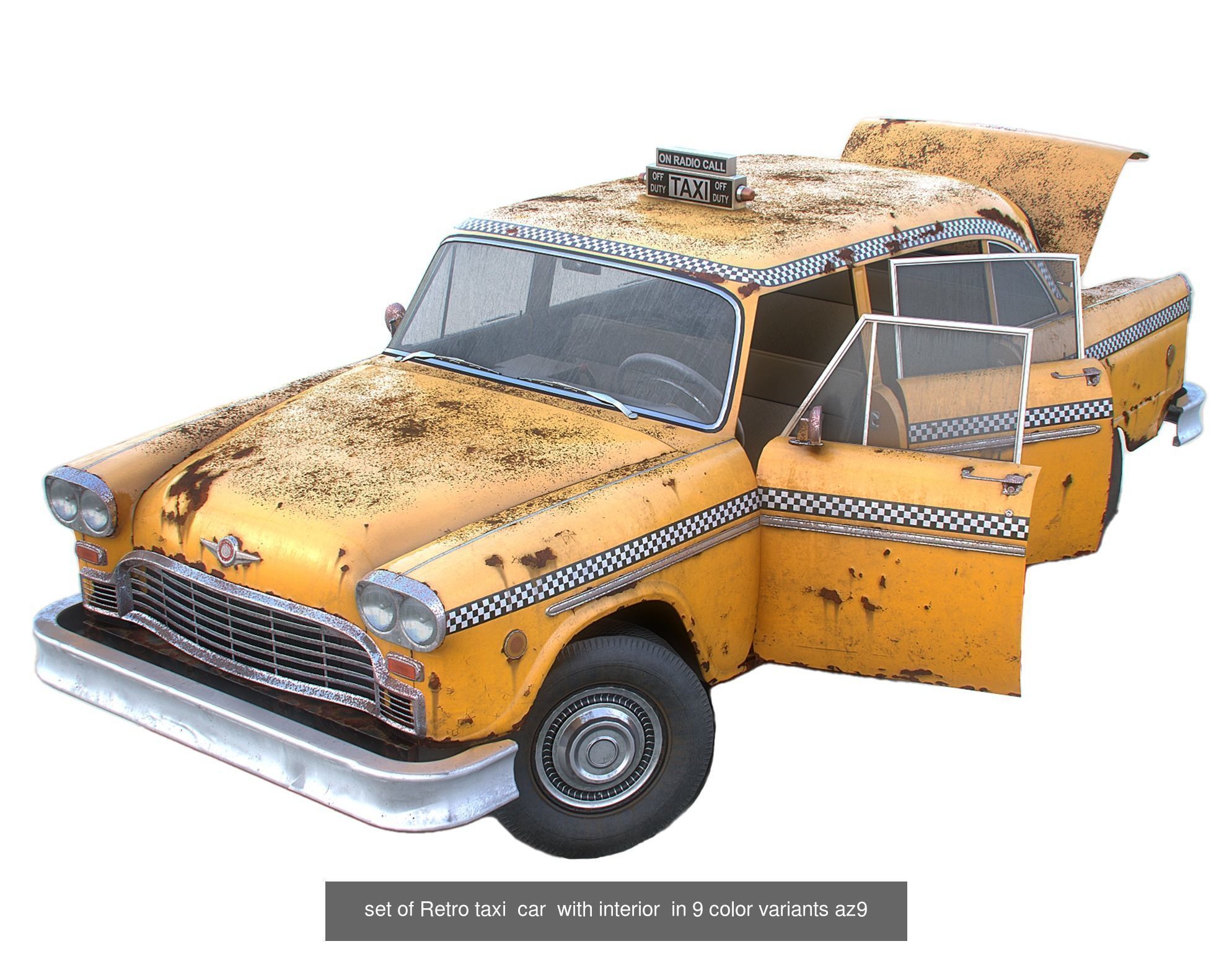 Set of 5 sedan cars with interior and color variants az9 3D Model Collection_3