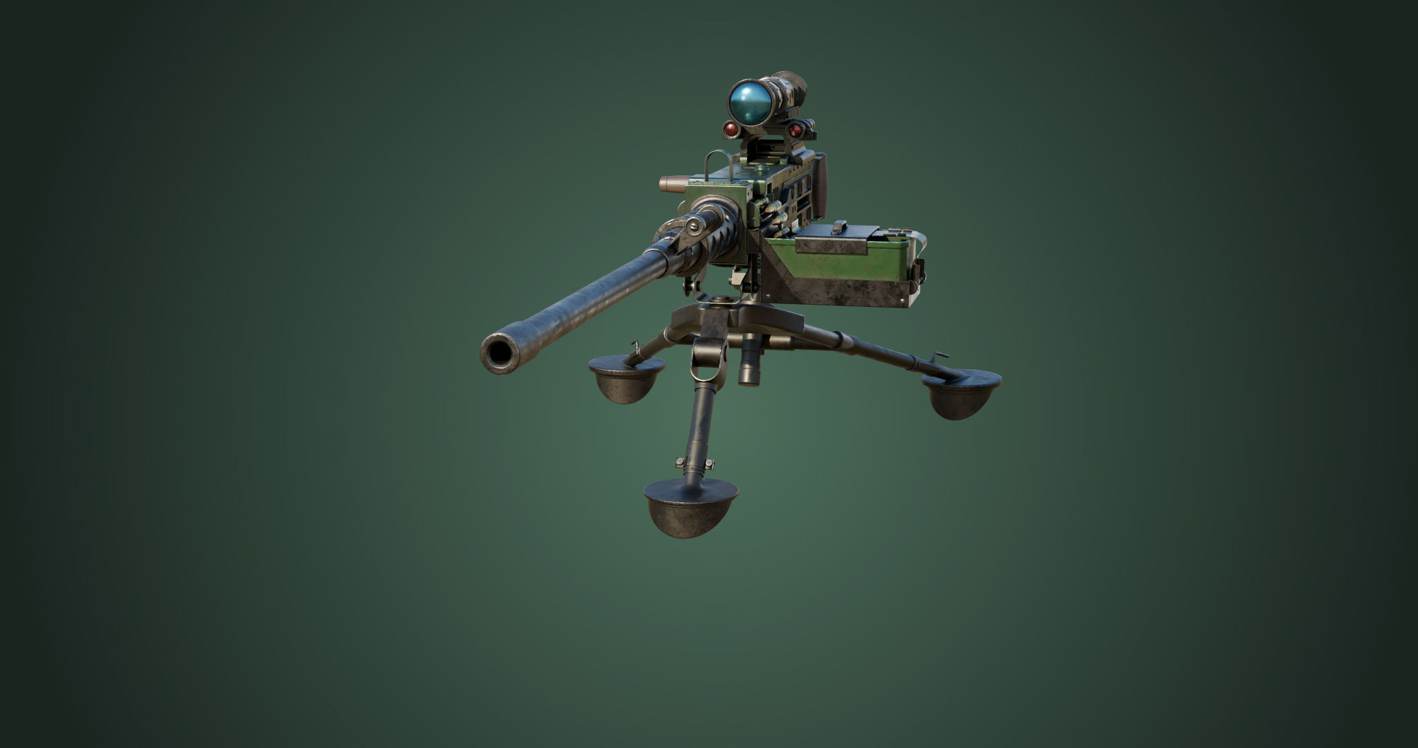 M2 Browning Machine Gun 05 PBR Unity UE V-Ray Textures Included Low-poly 3D model_21