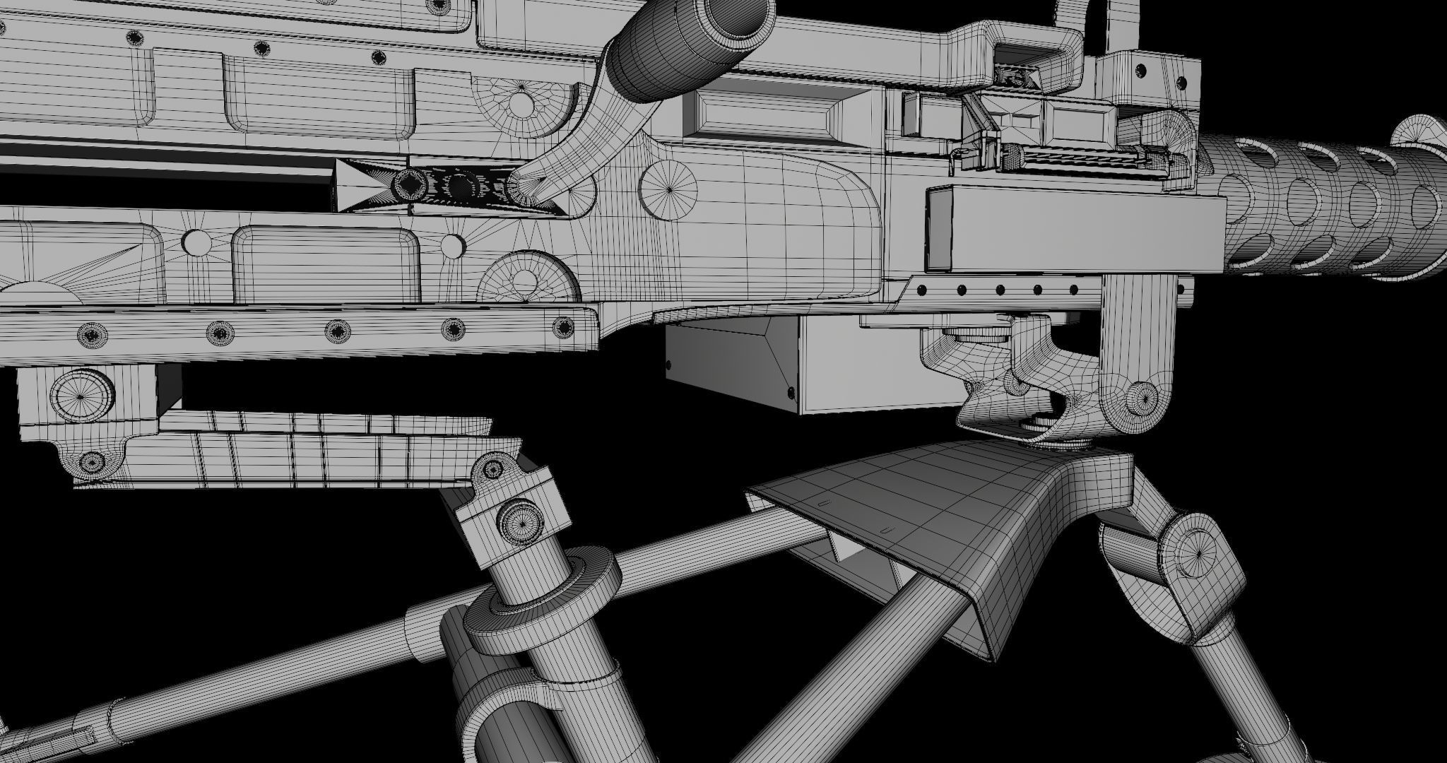 M2 Browning Machine Gun 05 PBR Unity UE V-Ray Textures Included Low-poly 3D model_35