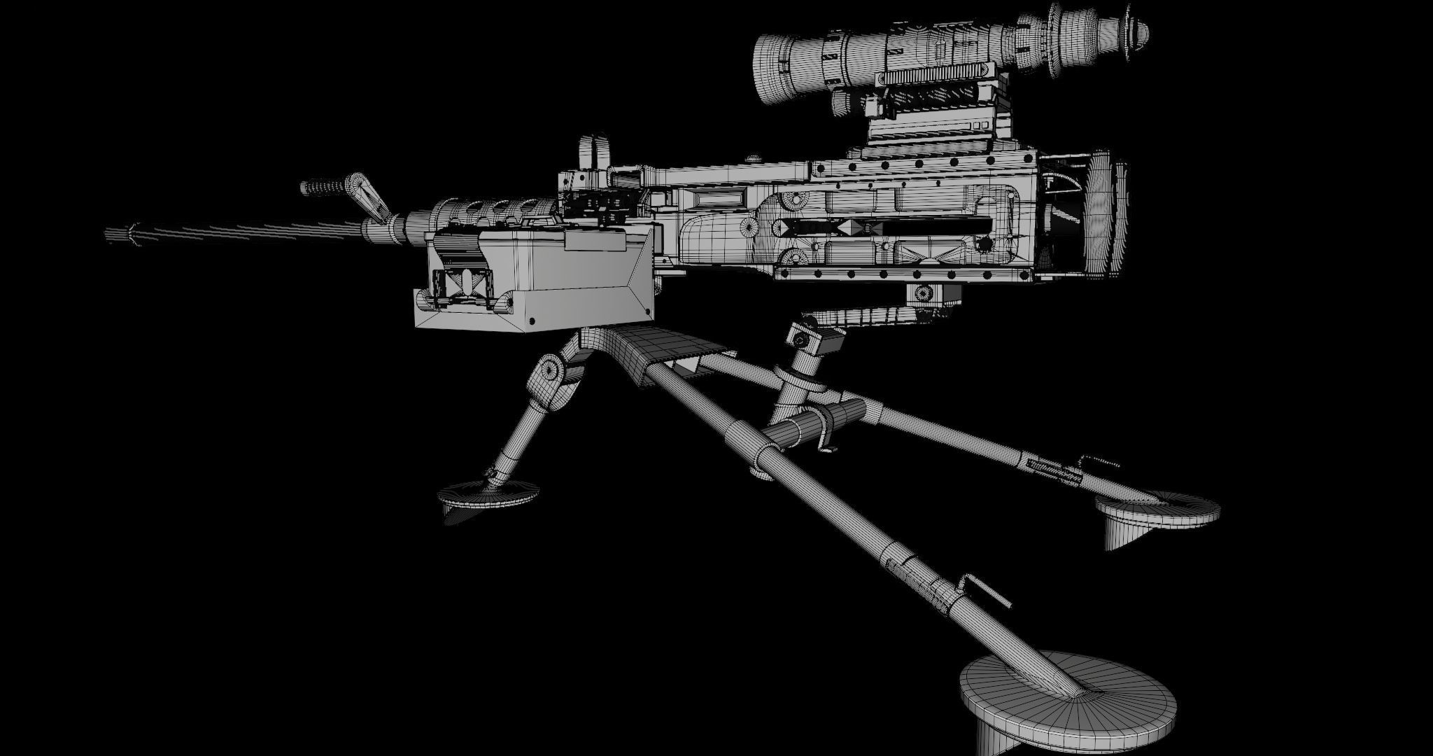M2 Browning Machine Gun 05 PBR Unity UE V-Ray Textures Included Low-poly 3D model_31