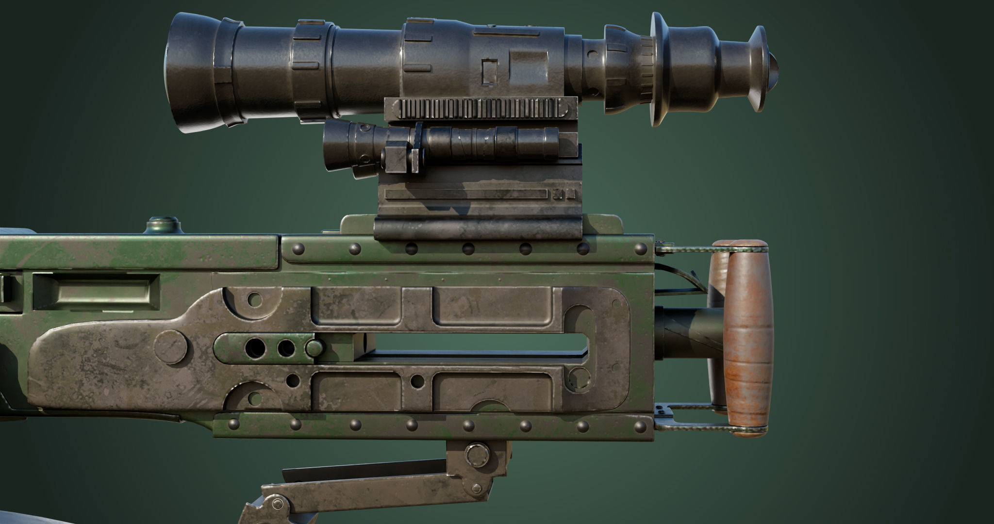 M2 Browning Machine Gun 05 PBR Unity UE V-Ray Textures Included Low-poly 3D model_6
