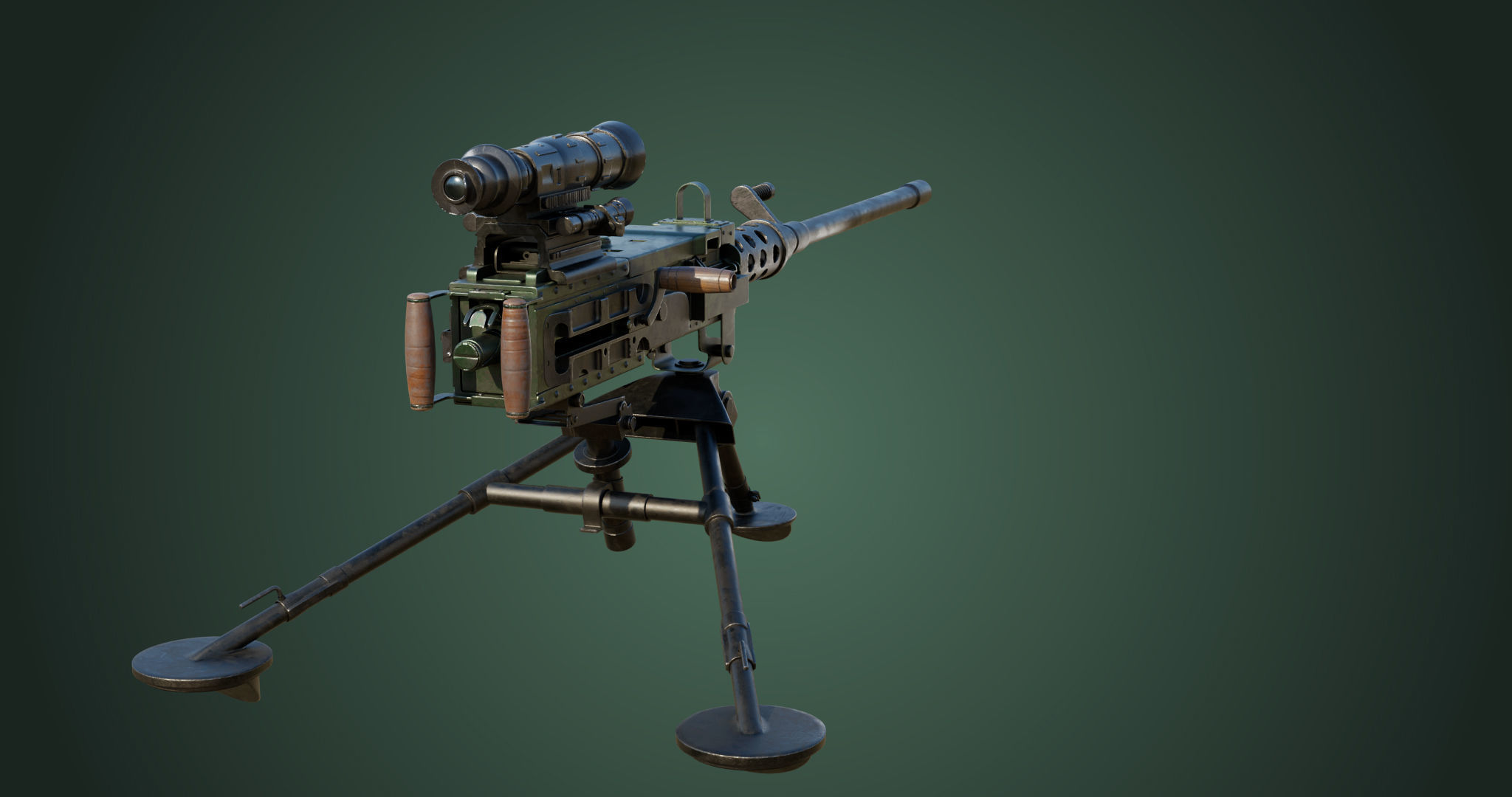 M2 Browning Machine Gun 05 PBR Unity UE V-Ray Textures Included Low-poly 3D model_23