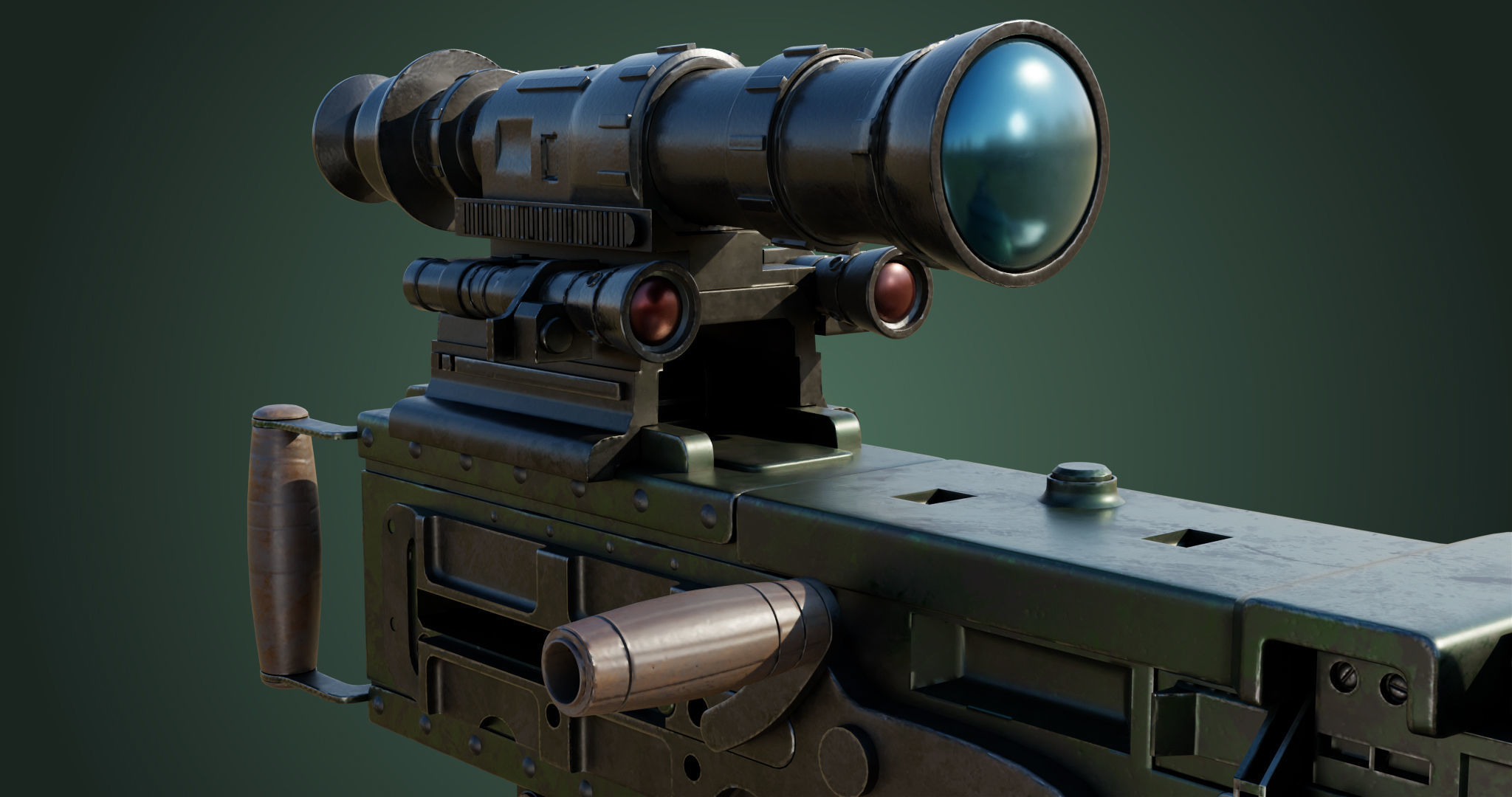 M2 Browning Machine Gun 05 PBR Unity UE V-Ray Textures Included Low-poly 3D model_13