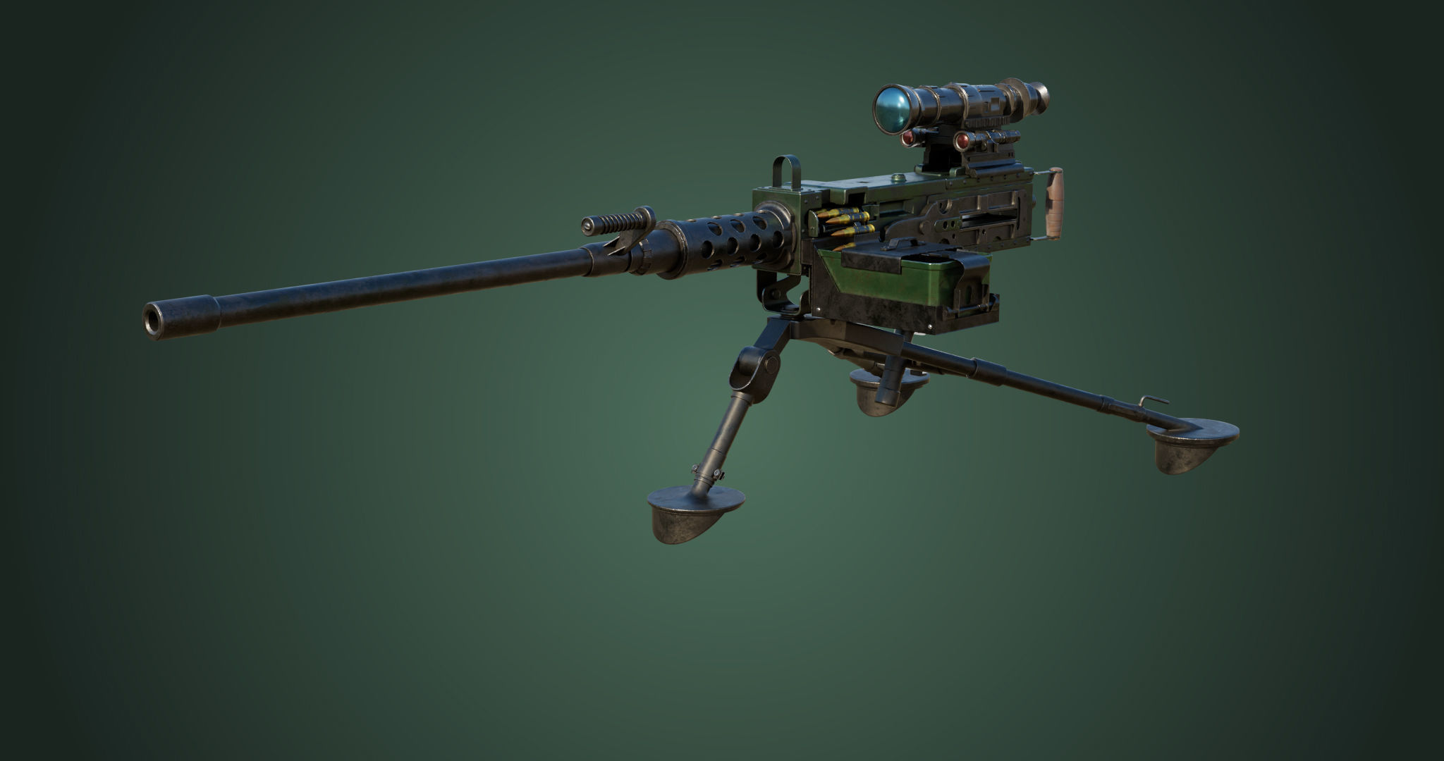 M2 Browning Machine Gun 05 PBR Unity UE V-Ray Textures Included Low-poly 3D model_20