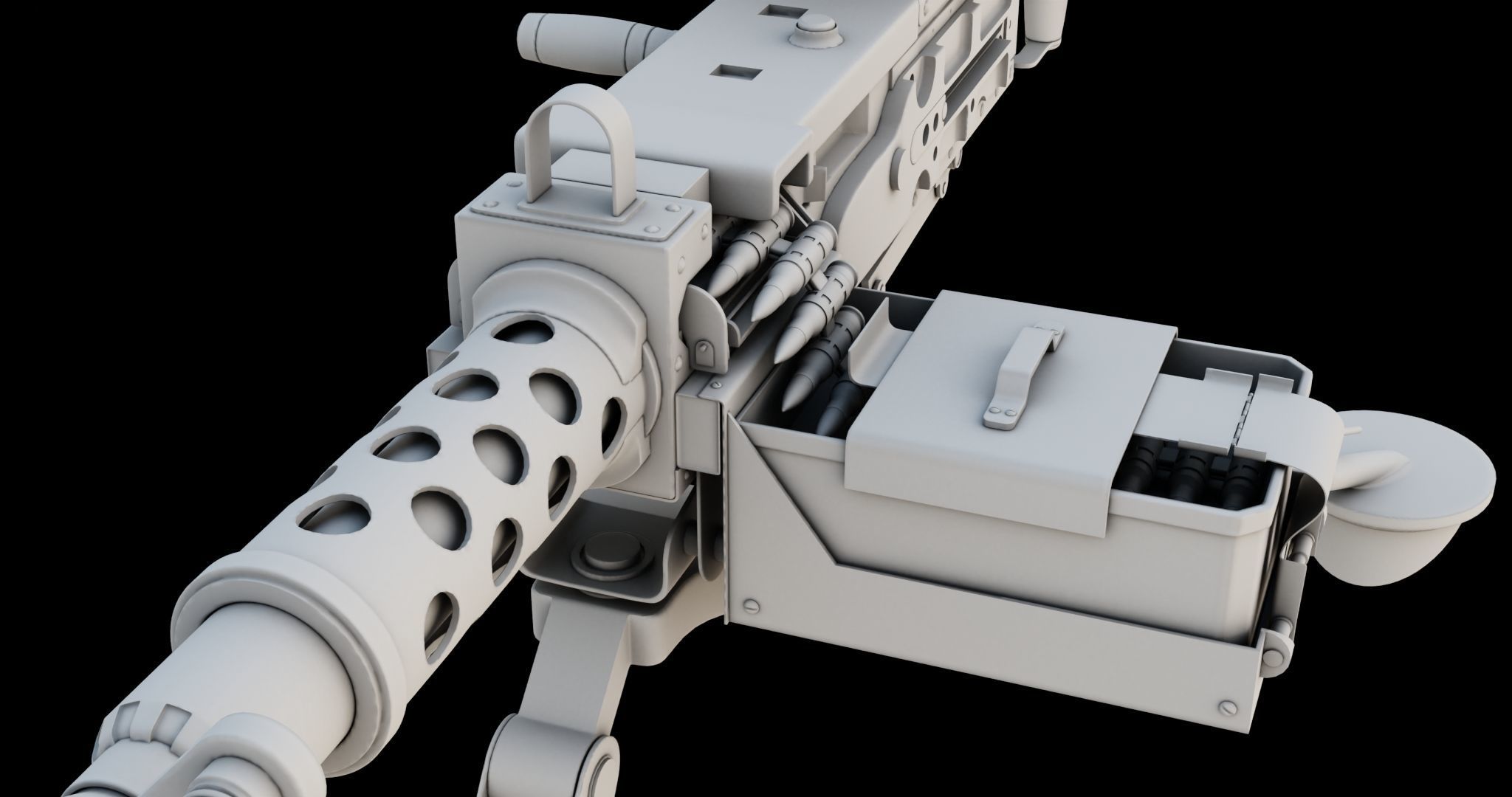 M2 Browning Machine Gun 05 PBR Unity UE V-Ray Textures Included Low-poly 3D model_29
