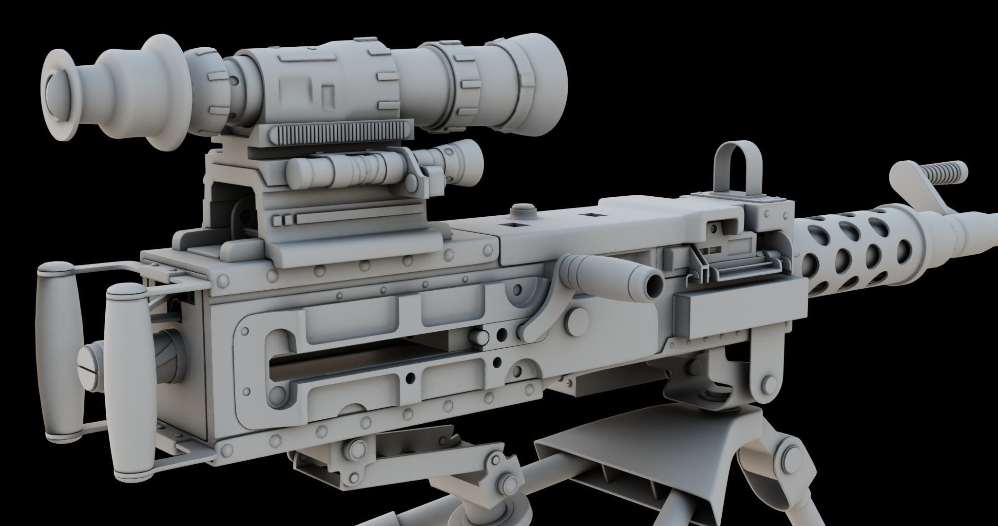 M2 Browning Machine Gun 05 PBR Unity UE V-Ray Textures Included Low-poly 3D model_24