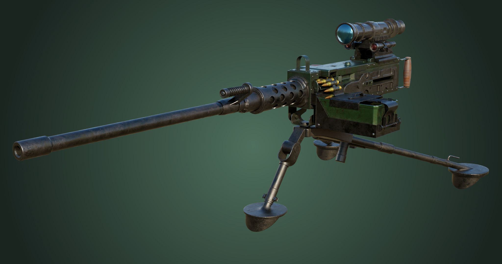 M2 Browning Machine Gun 05 PBR Unity UE V-Ray Textures Included Low-poly 3D model_2