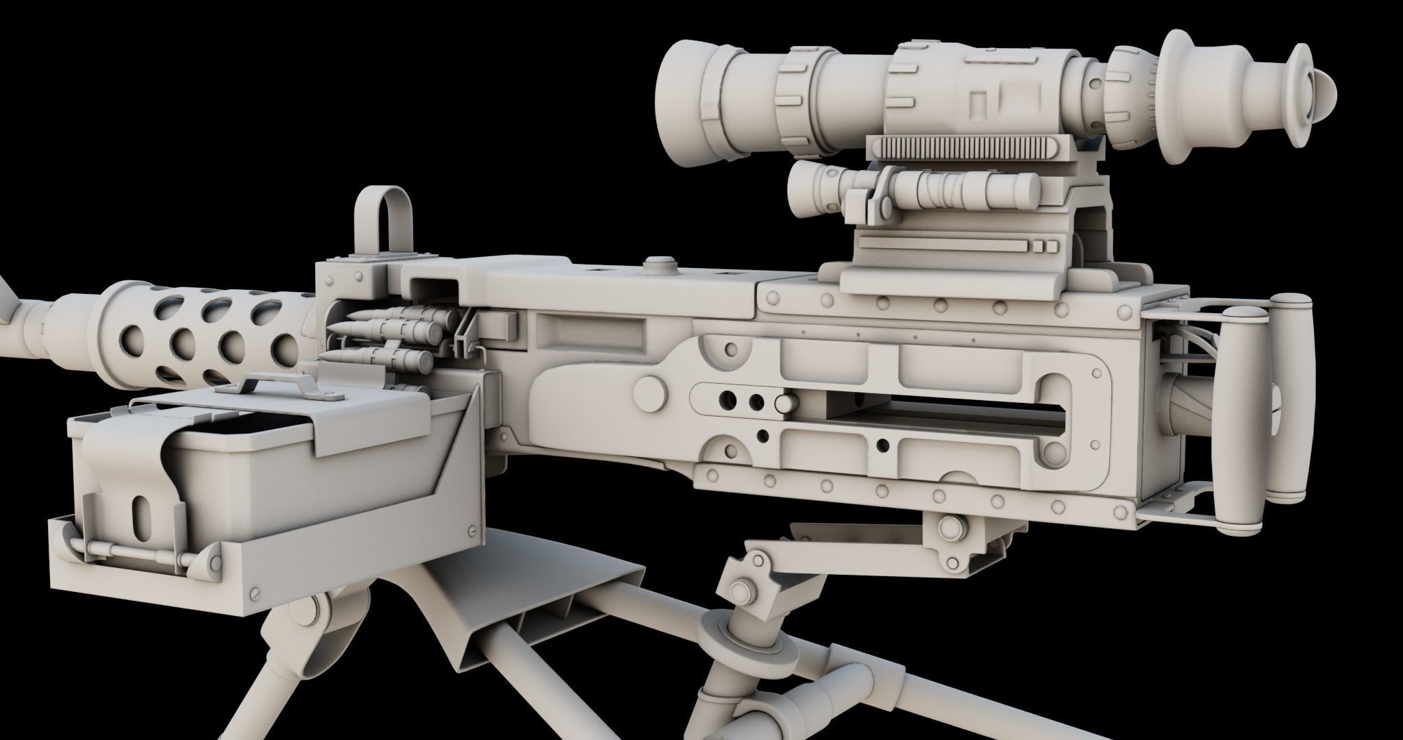 M2 Browning Machine Gun 05 PBR Unity UE V-Ray Textures Included Low-poly 3D model_25