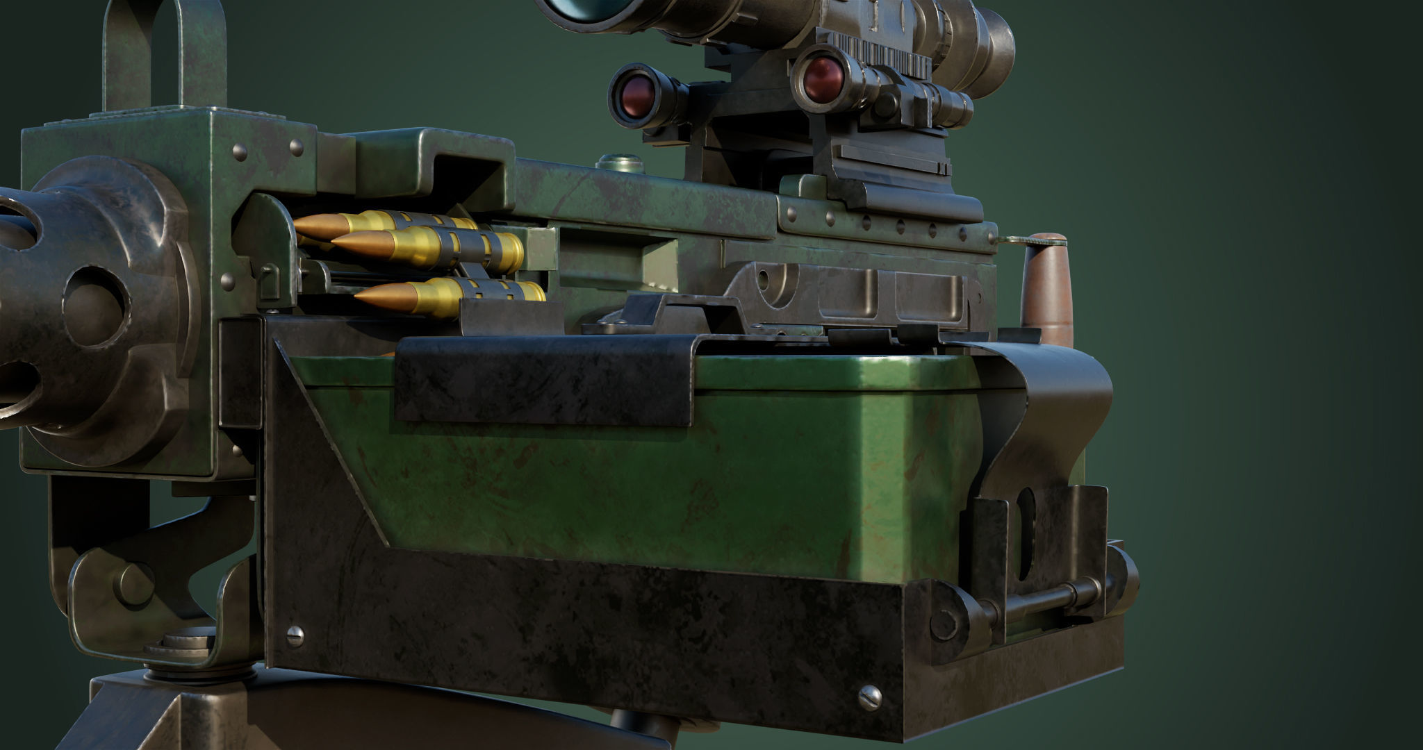 M2 Browning Machine Gun 05 PBR Unity UE V-Ray Textures Included Low-poly 3D model_8