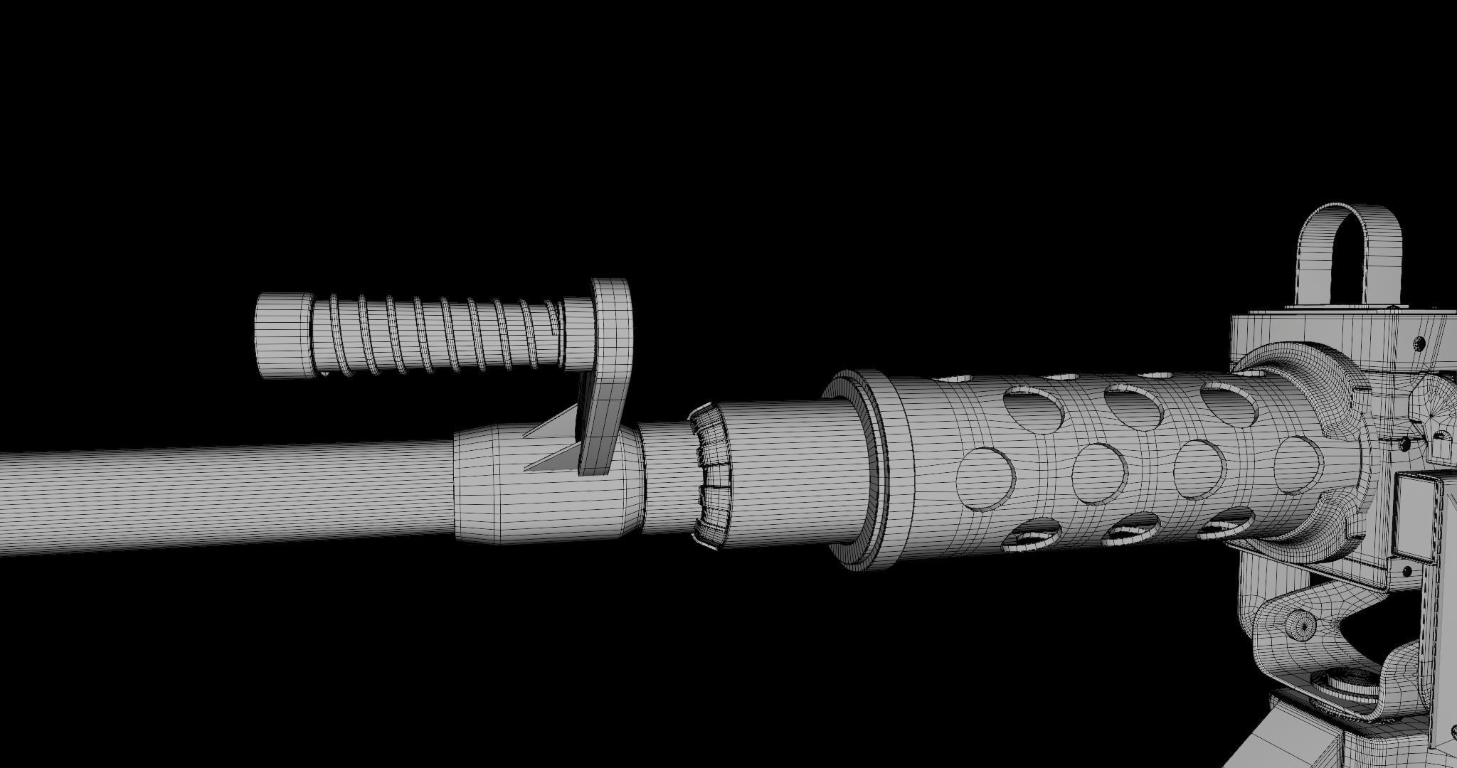 M2 Browning Machine Gun 05 PBR Unity UE V-Ray Textures Included Low-poly 3D model_40