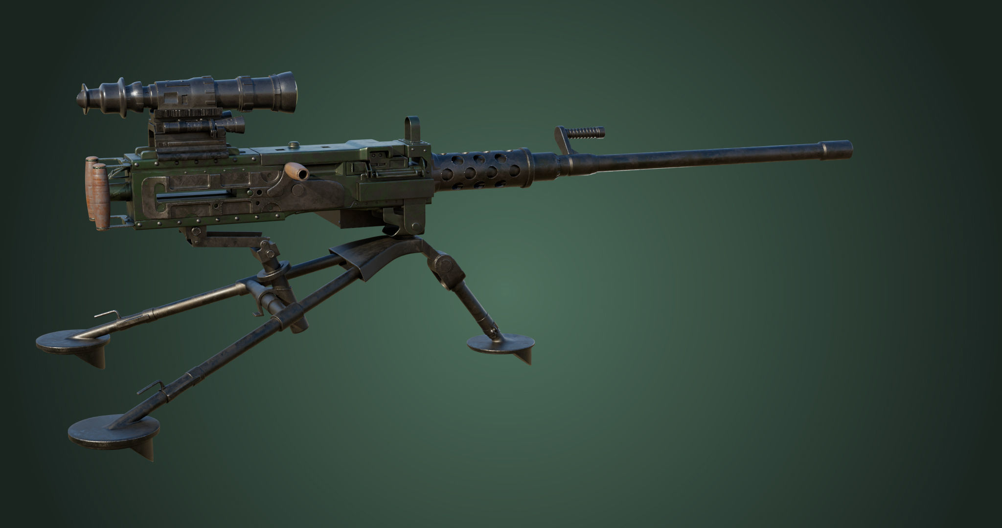 M2 Browning Machine Gun 05 PBR Unity UE V-Ray Textures Included Low-poly 3D model_22