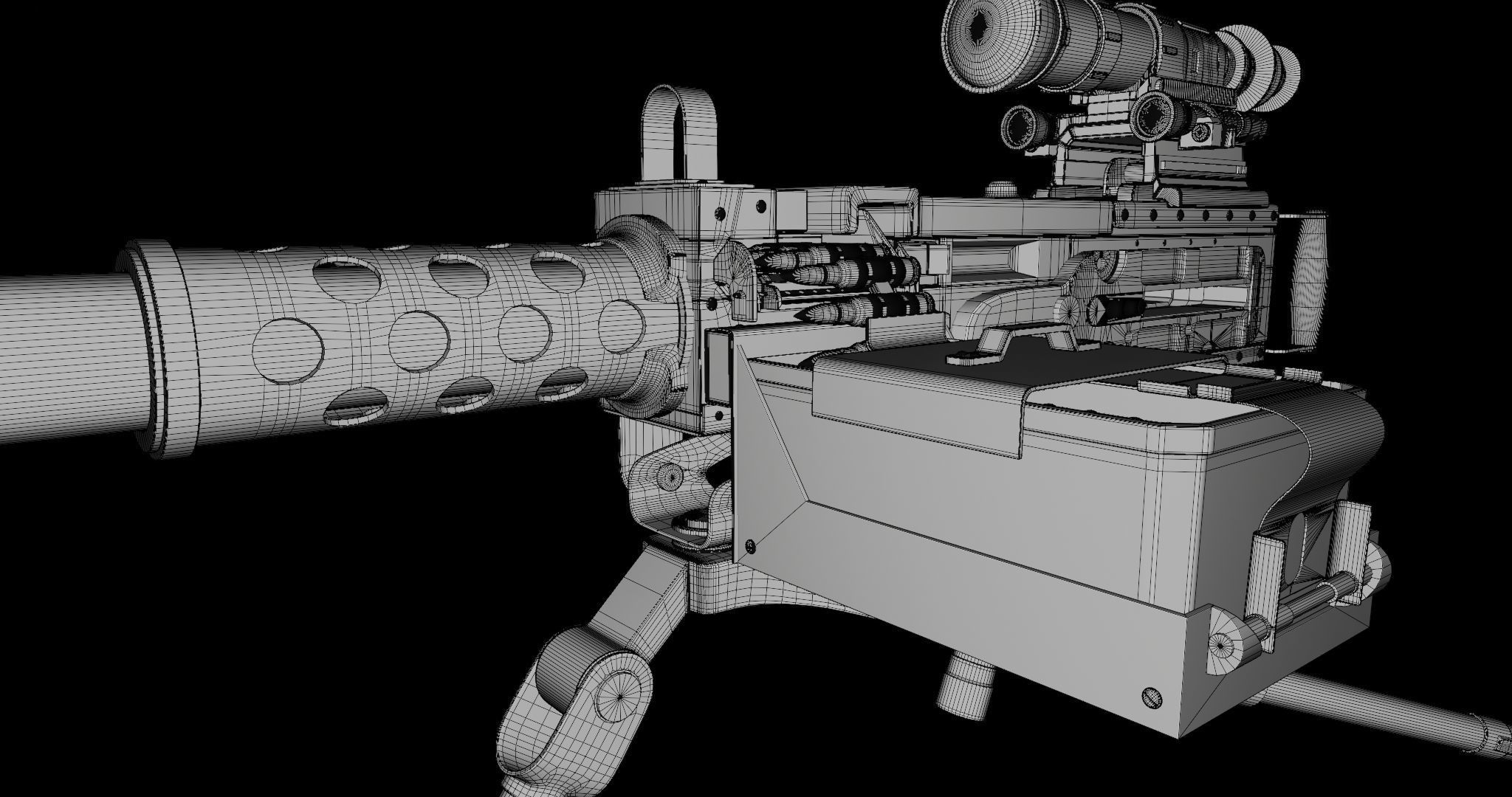M2 Browning Machine Gun 05 PBR Unity UE V-Ray Textures Included Low-poly 3D model_37