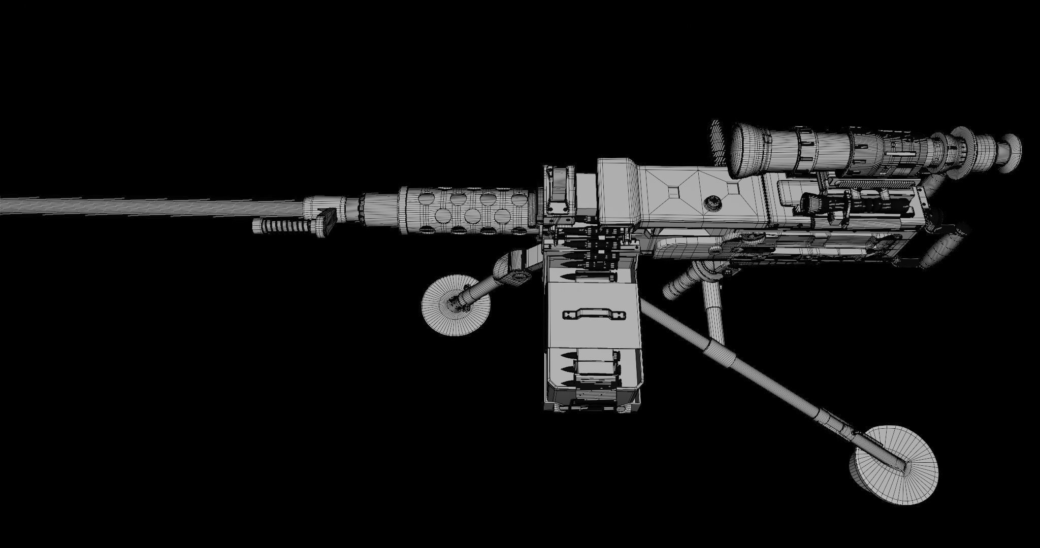 M2 Browning Machine Gun 05 PBR Unity UE V-Ray Textures Included Low-poly 3D model_32
