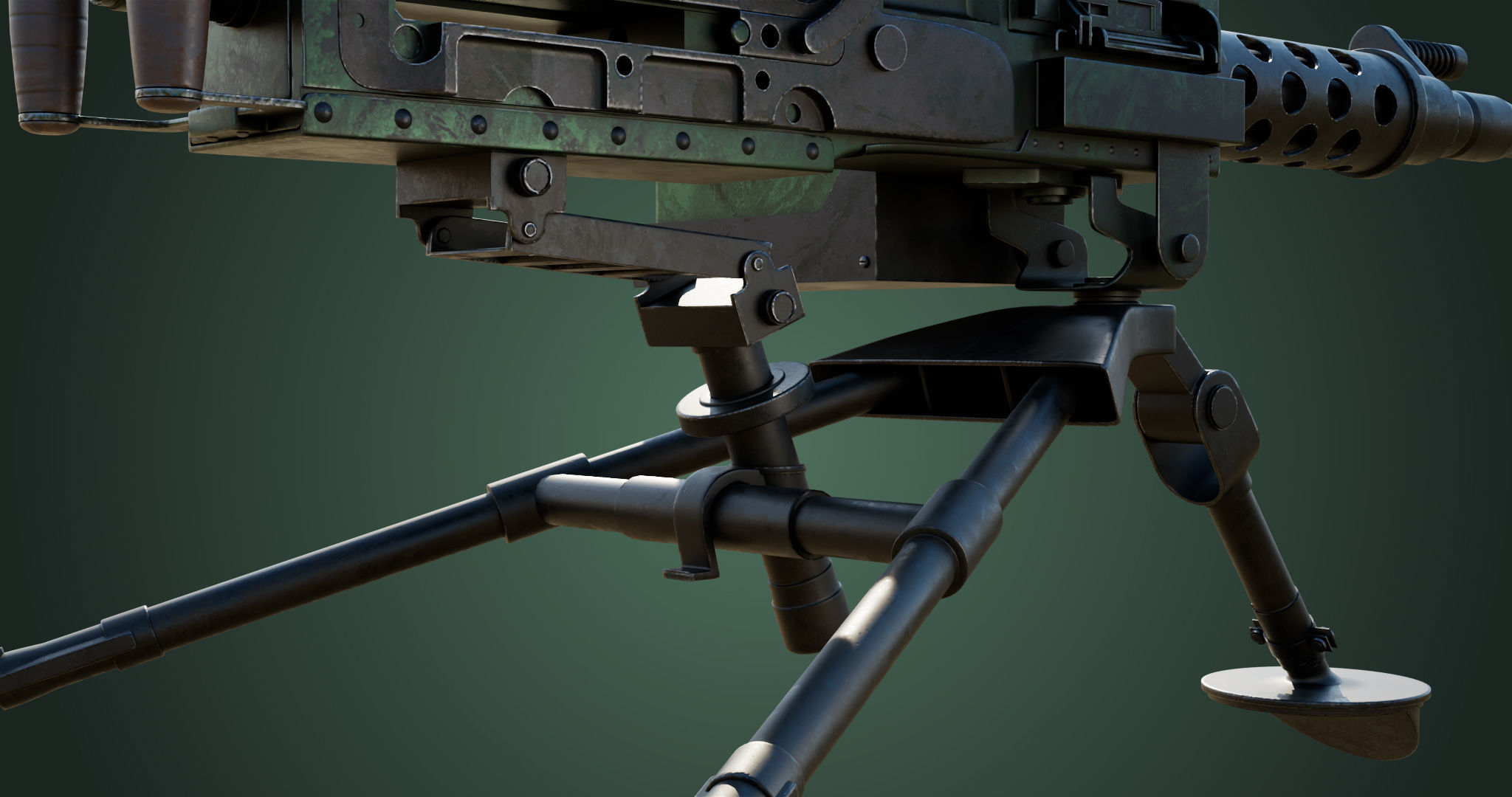 M2 Browning Machine Gun 05 PBR Unity UE V-Ray Textures Included Low-poly 3D model_15