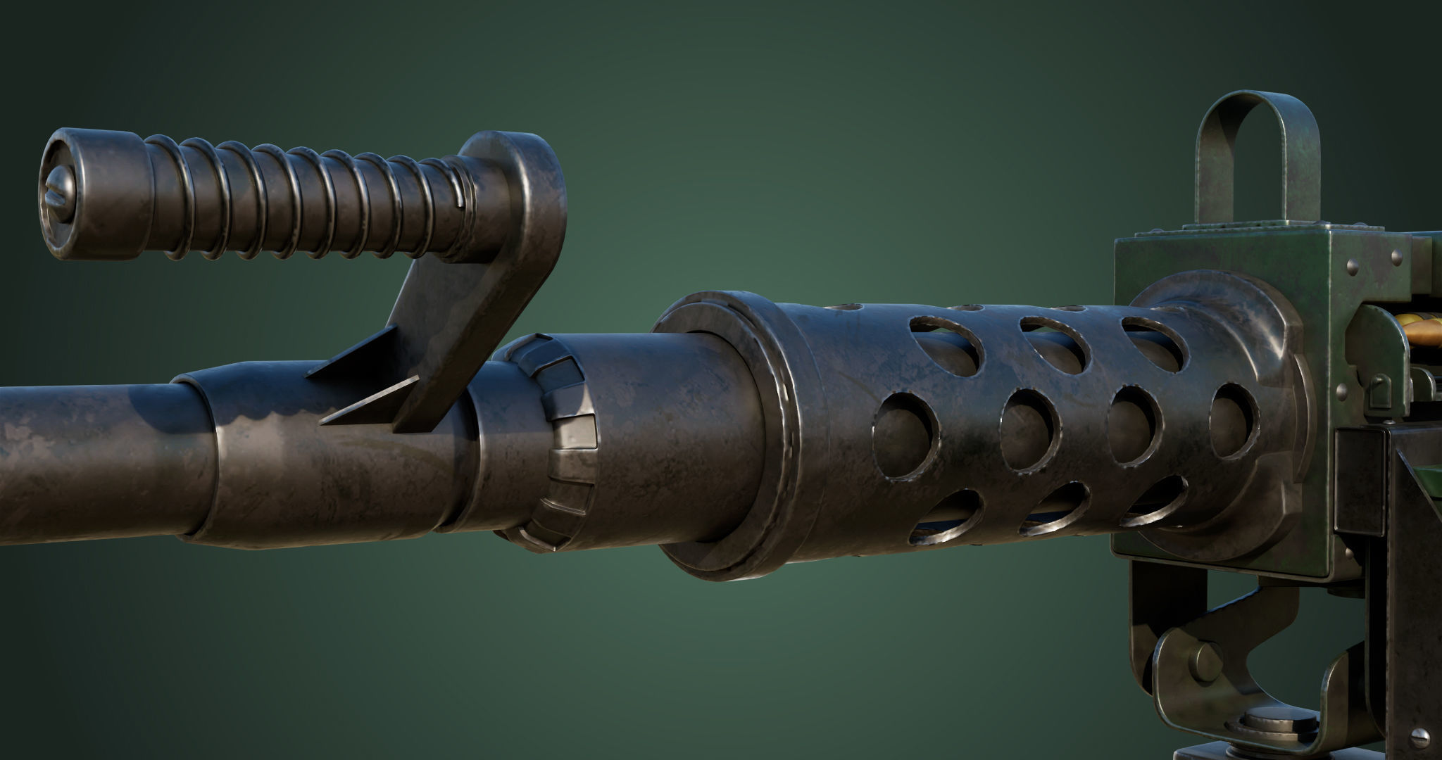 M2 Browning Machine Gun 05 PBR Unity UE V-Ray Textures Included Low-poly 3D model_9