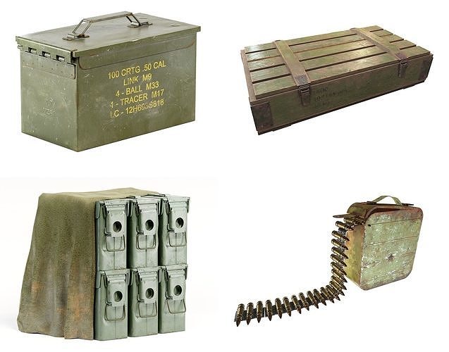 Set of 4 millitary ammo boxes yk1 3D Model Collection