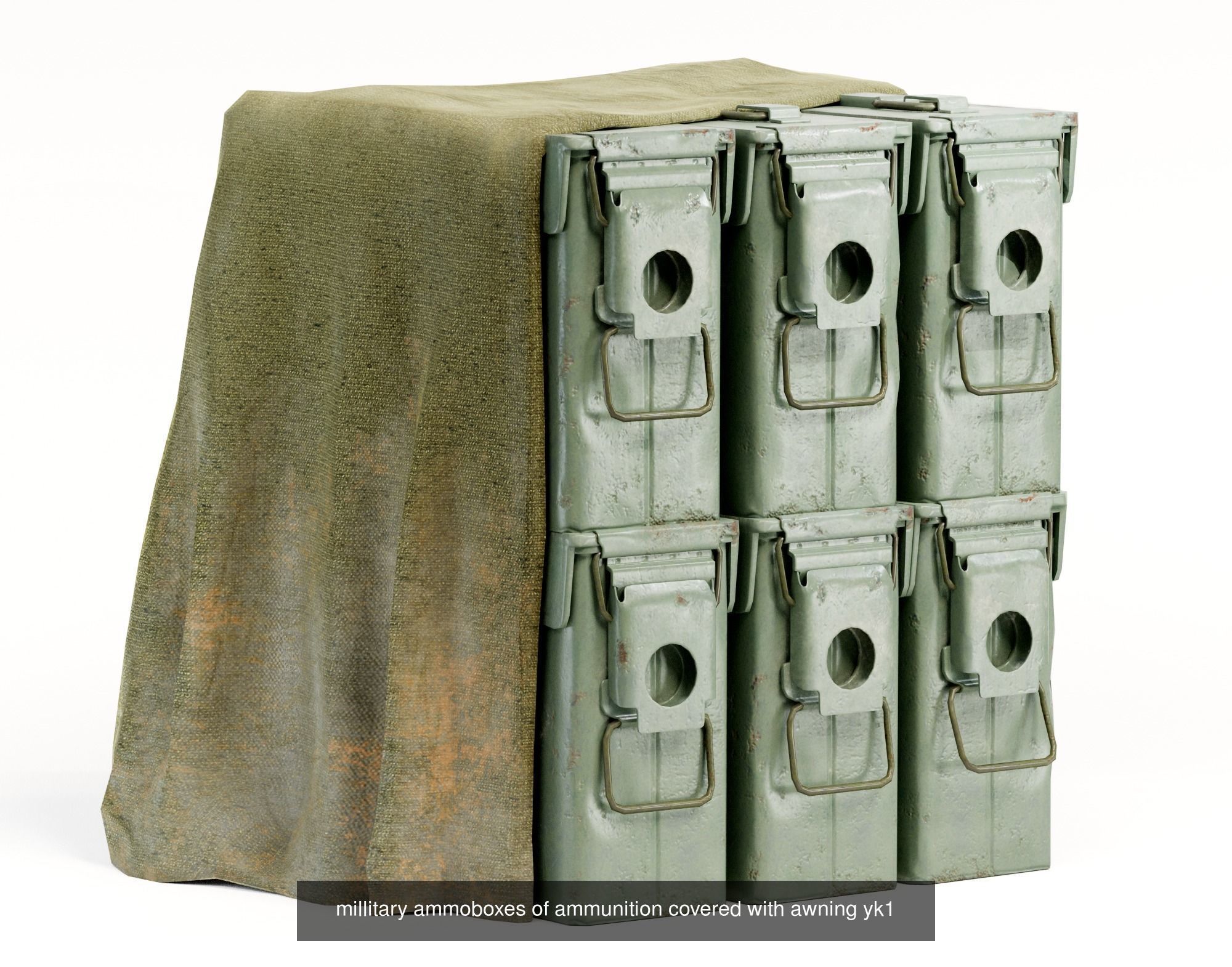 Set of 4 millitary ammo boxes yk1 3D Model Collection_3
