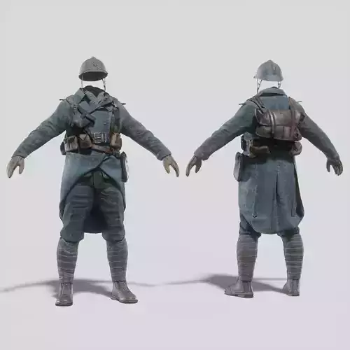 SOLDIER WWI French Rigged 3D model