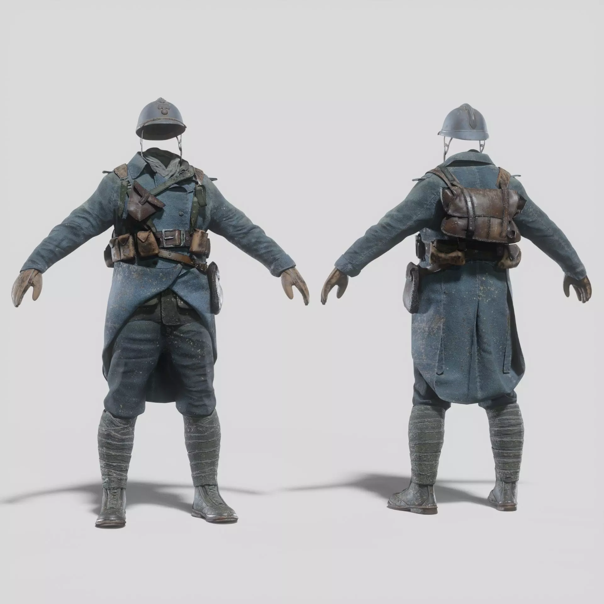 SOLDIER WWI French Rigged 3D model_0