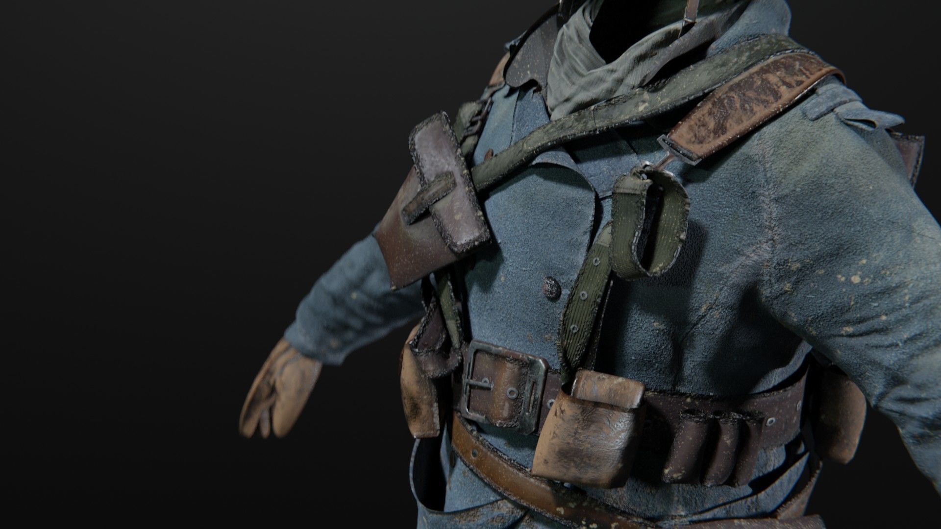 SOLDIER WWI French Rigged 3D model_14