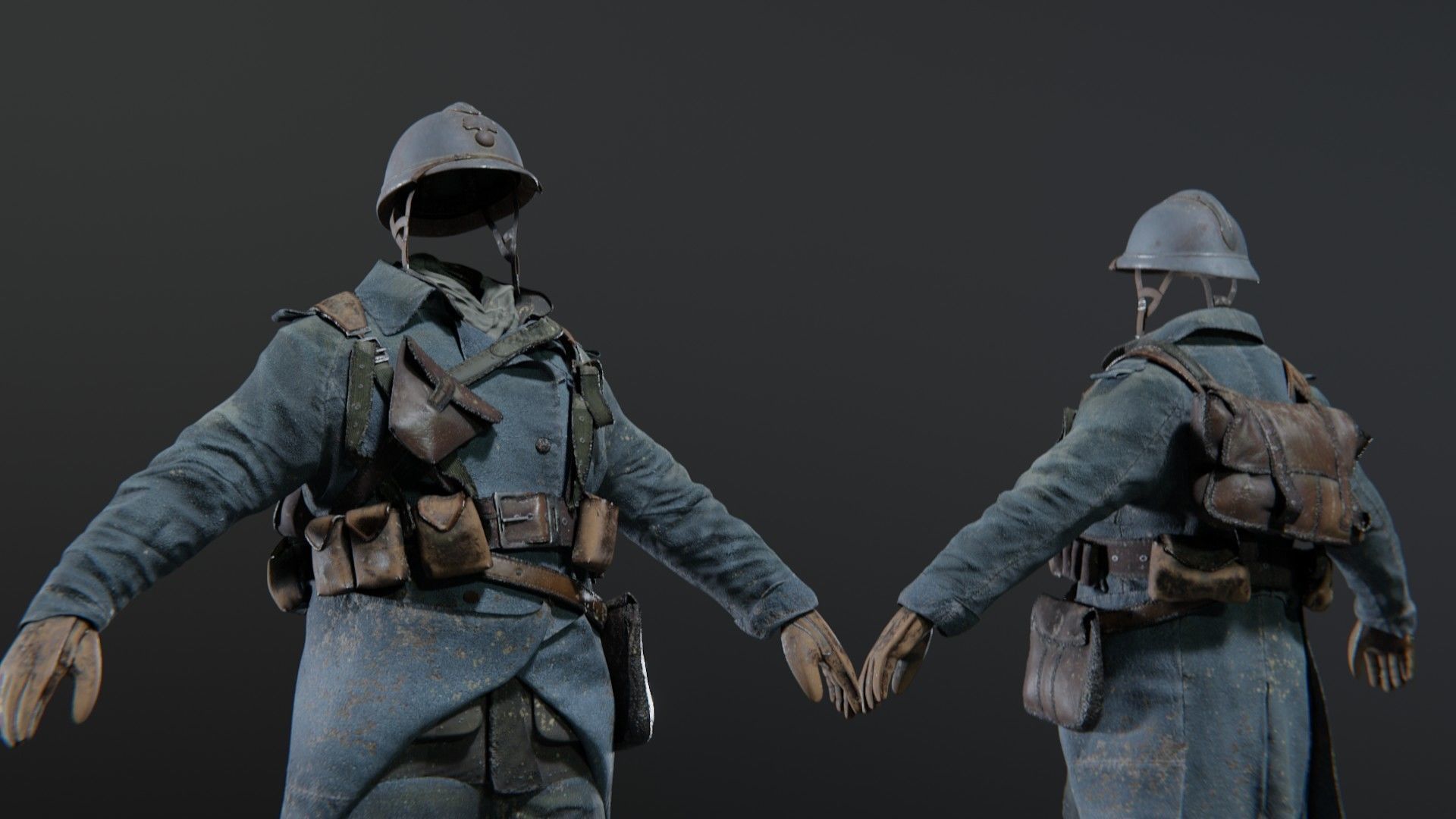 SOLDIER WWI French Rigged 3D model_5