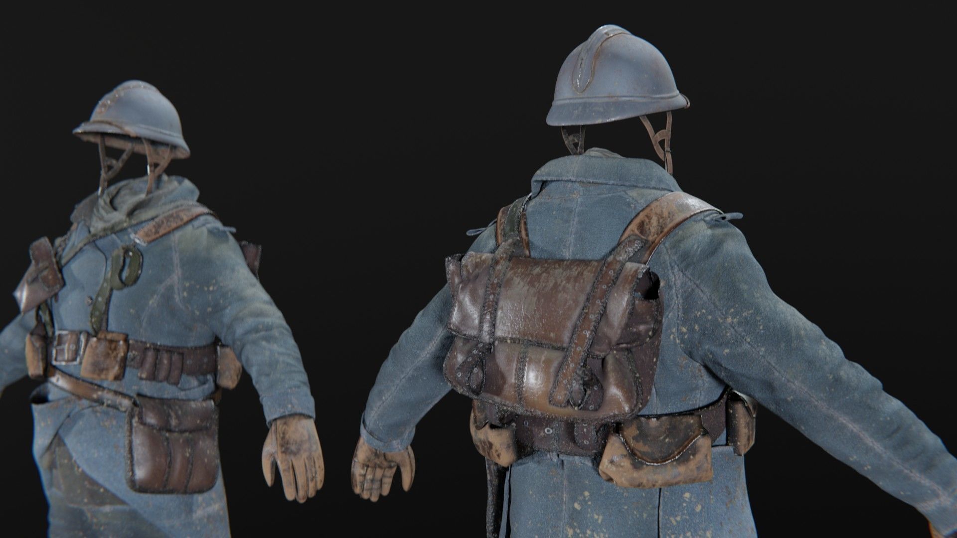 SOLDIER WWI French Rigged 3D model_8