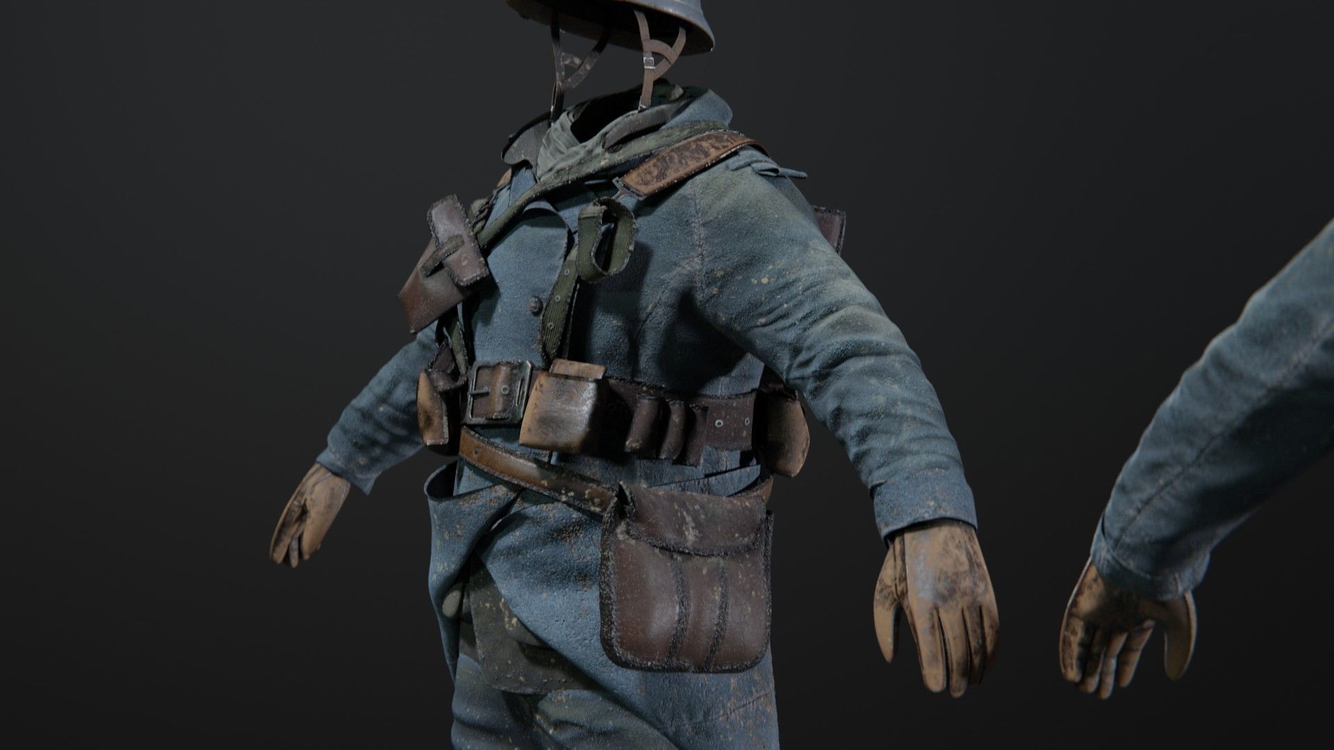 SOLDIER WWI French Rigged 3D model_7