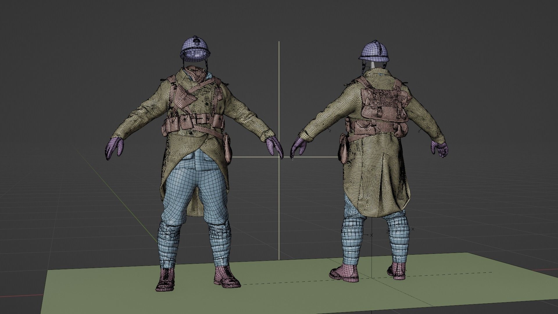 SOLDIER WWI French Rigged 3D model_17