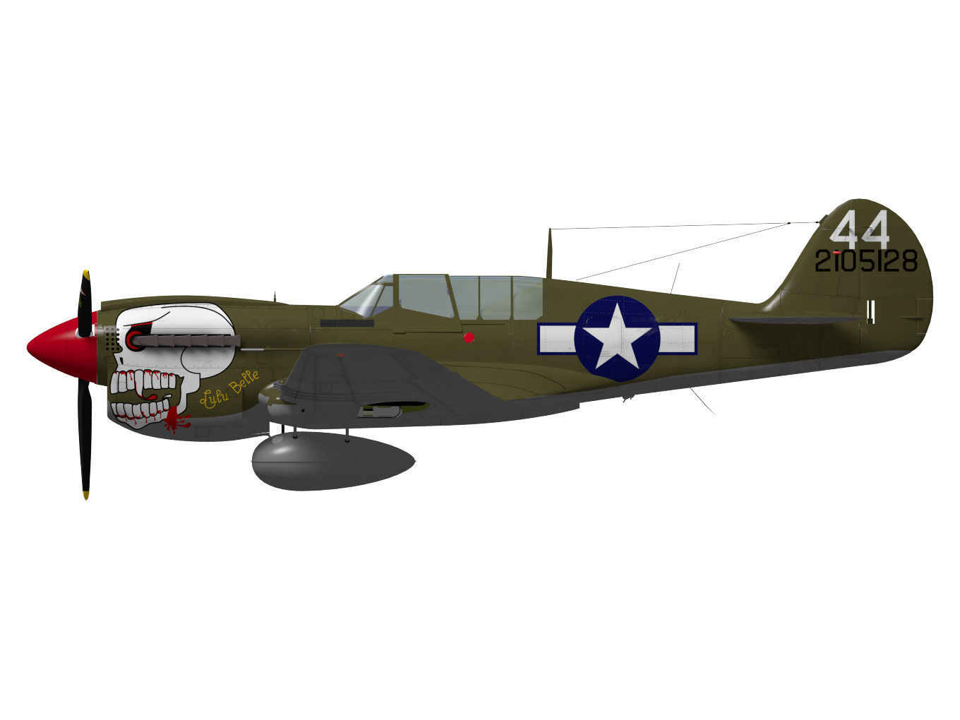 Curtiss P-40N Warhawk 3D model_9