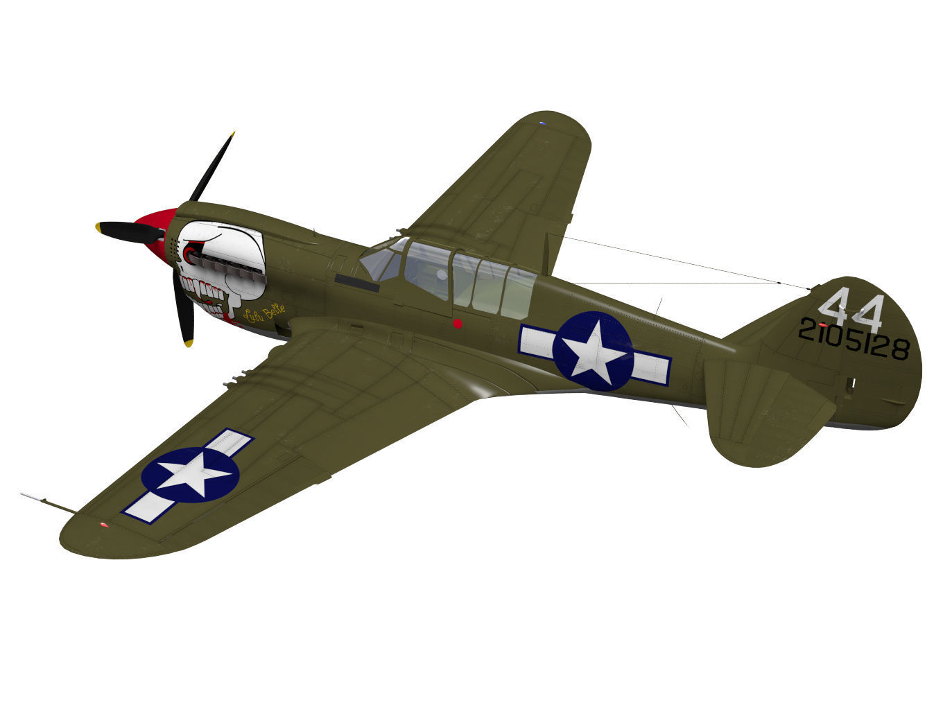 Curtiss P-40N Warhawk 3D model_1